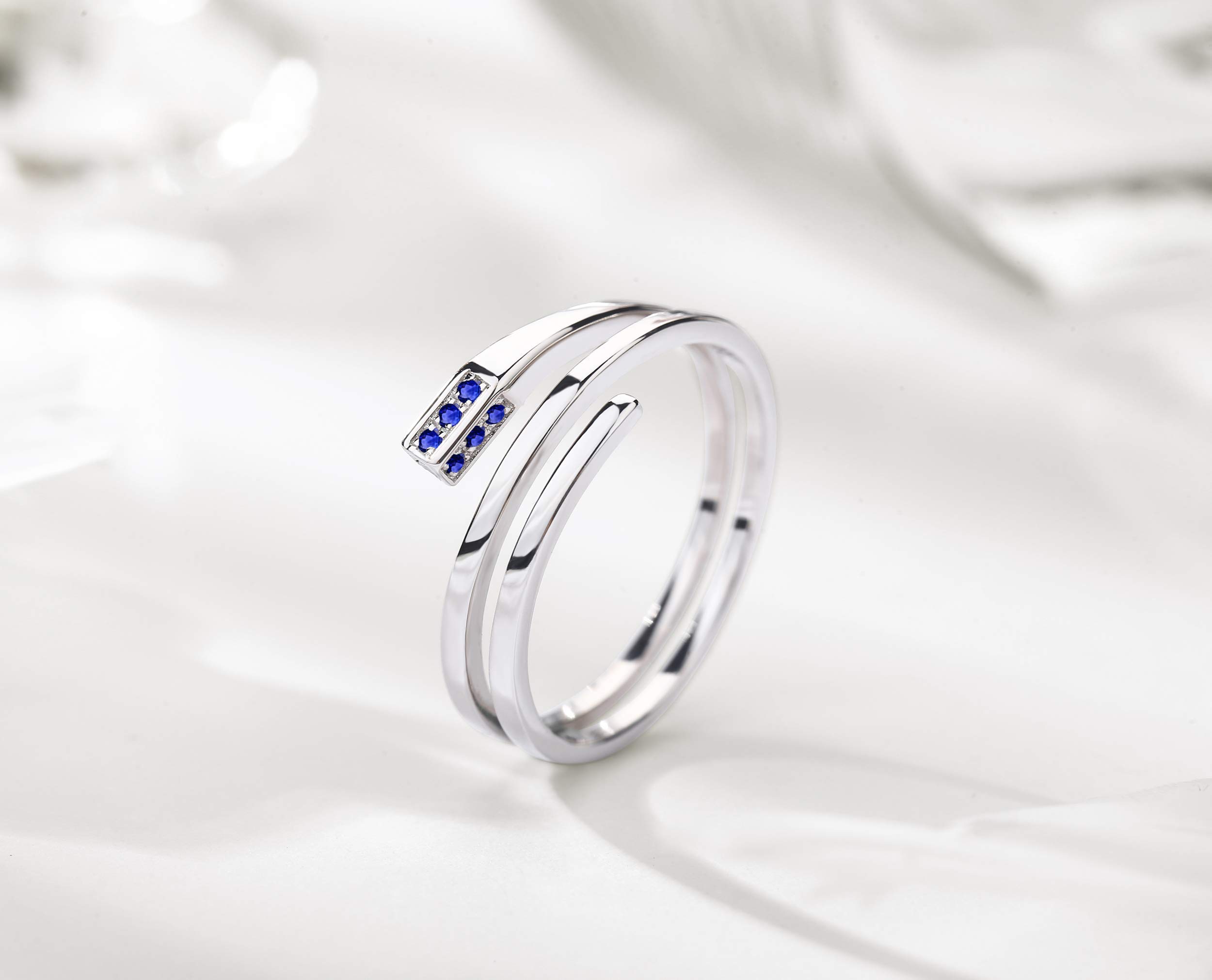 14K White Gold Rectangle Sapphire Engagement Ring - Minimalist Wedding Band, Handmade September Birthstone Promise Ring for Women | Perfect for Proposals, Anniversaries & Everyday Elegance