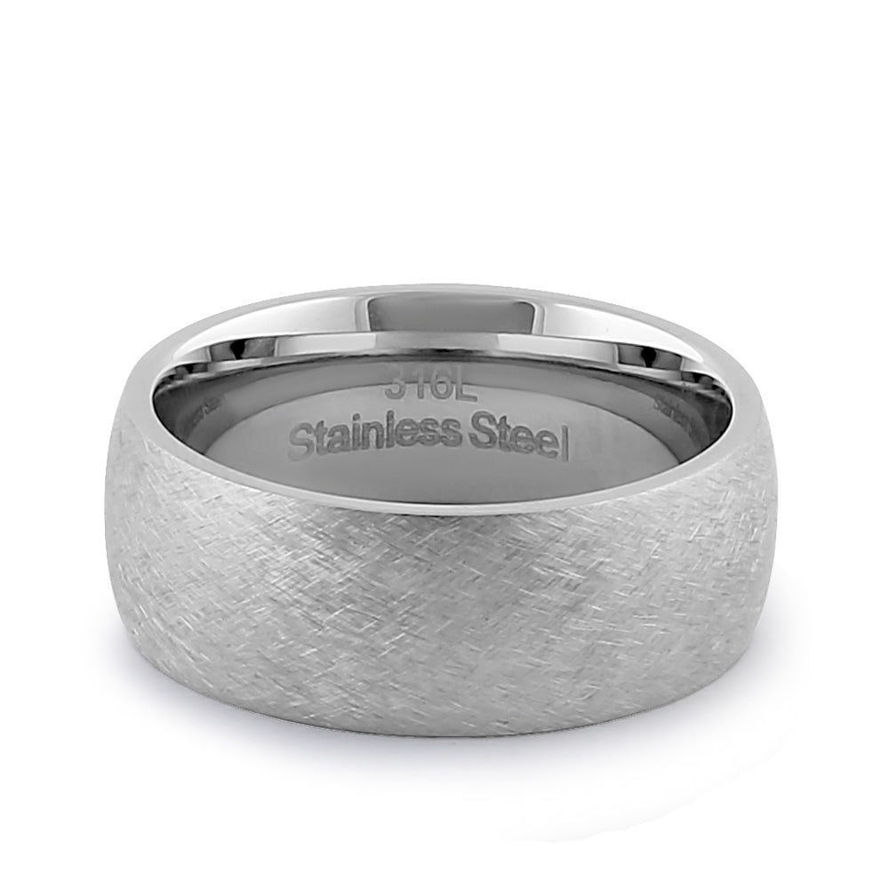 8mm Stainless Steel Men's Wedding Band - Brushed & Rounded Comfort Fit Ring for Men - Durable & Hypoallergenic Jewelry for Engagement, Anniversary & Everyday Wear