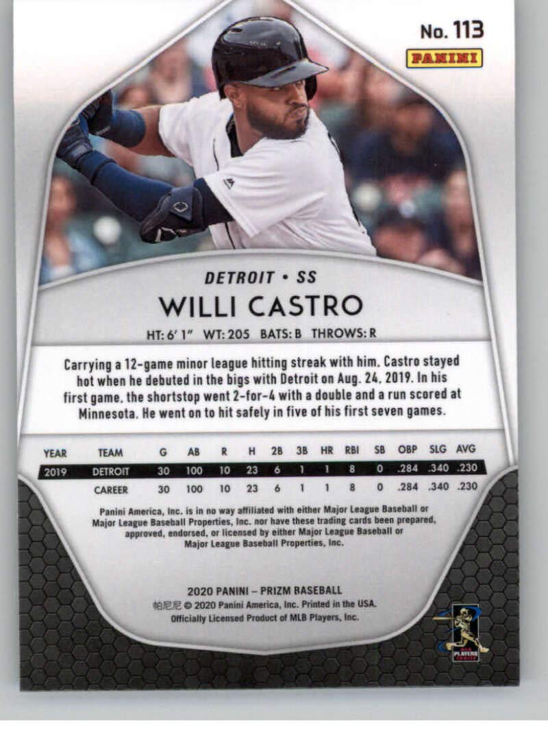 2020 Panini Prizm #113 Willi Castro Rookie Card - Detroit Tigers Baseball Trading Card - Perfect for Collectors, Sports Memorabilia & Investment