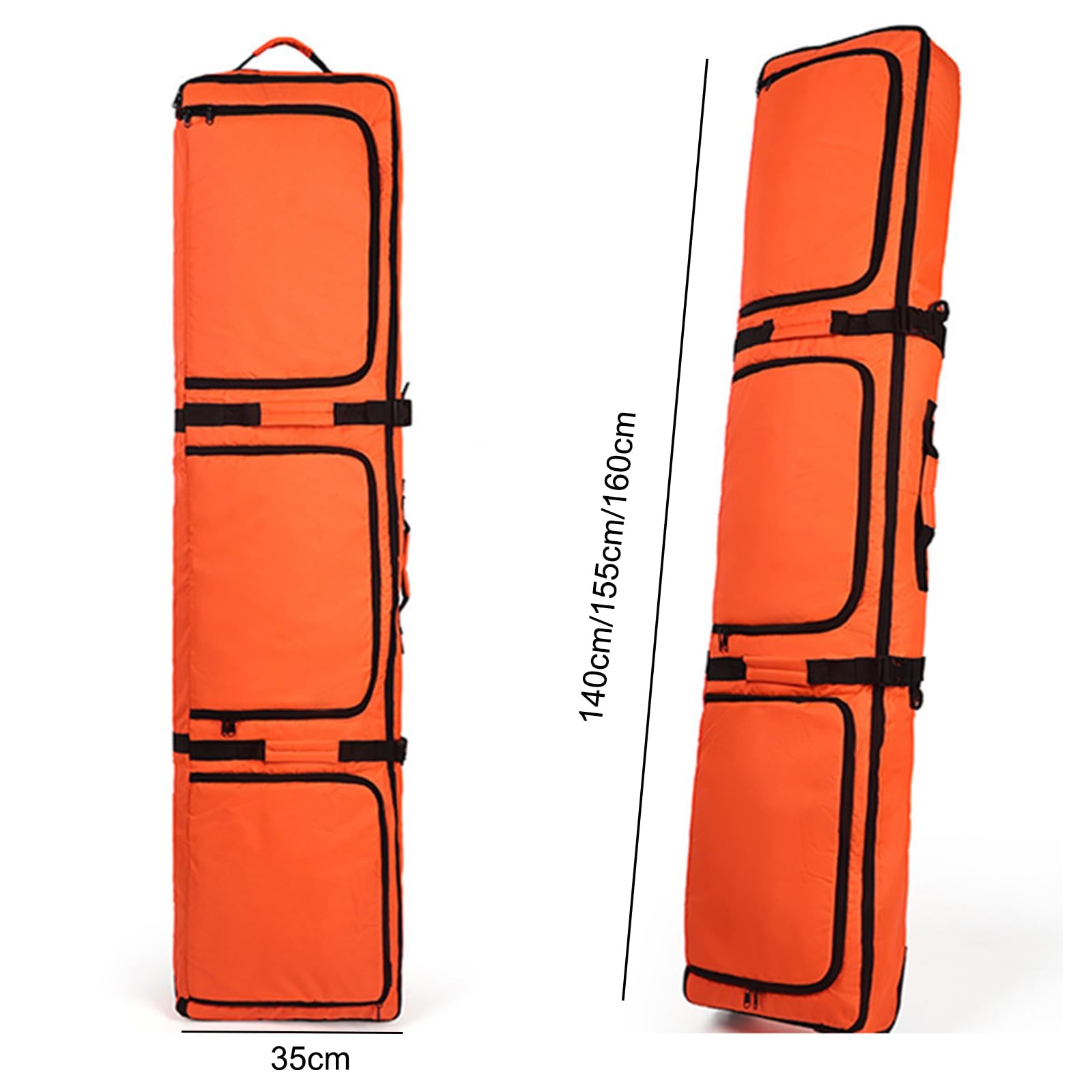 **Waterproof Rolling Double Ski & Snowboard Travel Bag with Wheels - 3 Storage Compartments for Easy Organization - Fits Skis & Snowboards Up to 165cm - Perfect for Air Travel, Mountain Trips & Gear Storage**