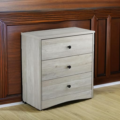 Farmhouse Nightstand with 3 Drawers - Solid Wood Bedside Table, Small Dresser Cabinet for Bedroom - Rustic Gray Storage Furniture for Small Spaces | Perfect for Reading Nook, Guest Room & Apartment Living