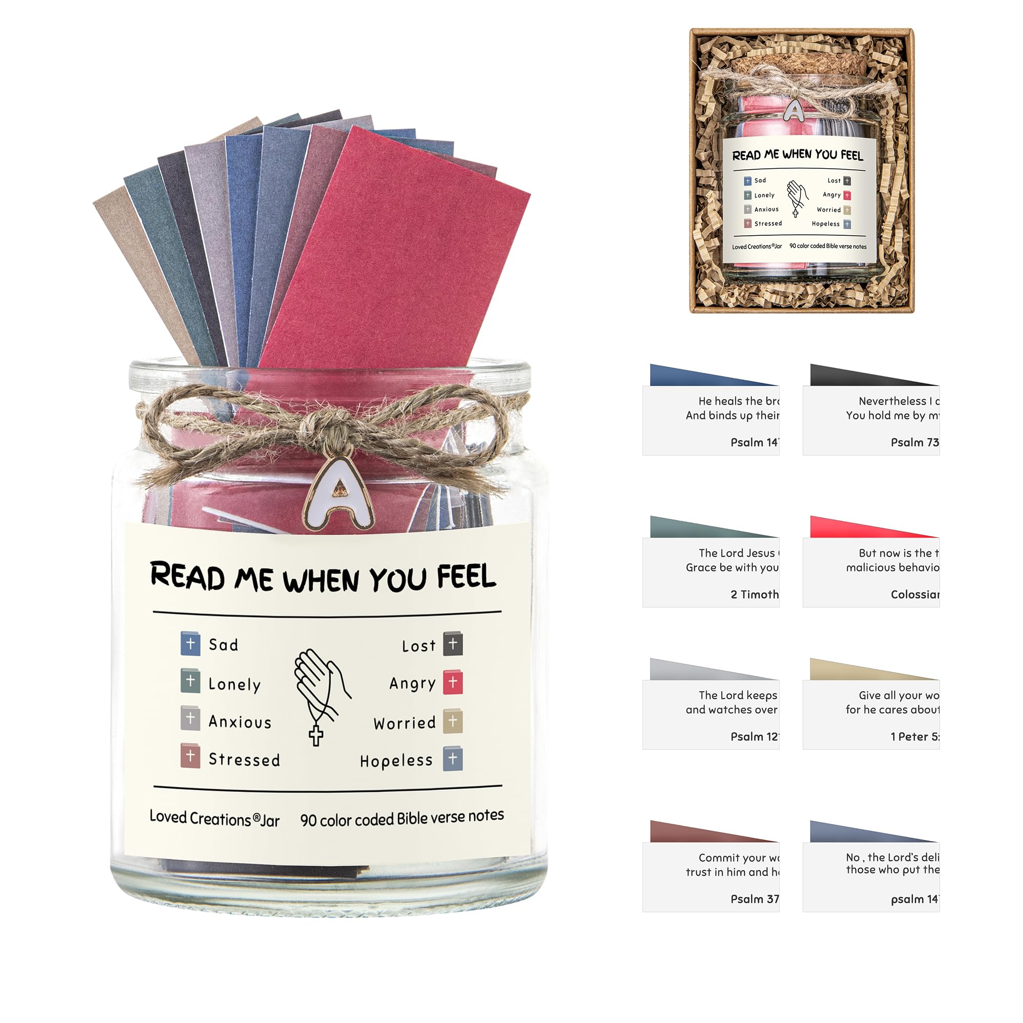 Initial A Bible Verses Jar - Christian Gifts for Women & Teens | Prayer & Scripture Inspiration