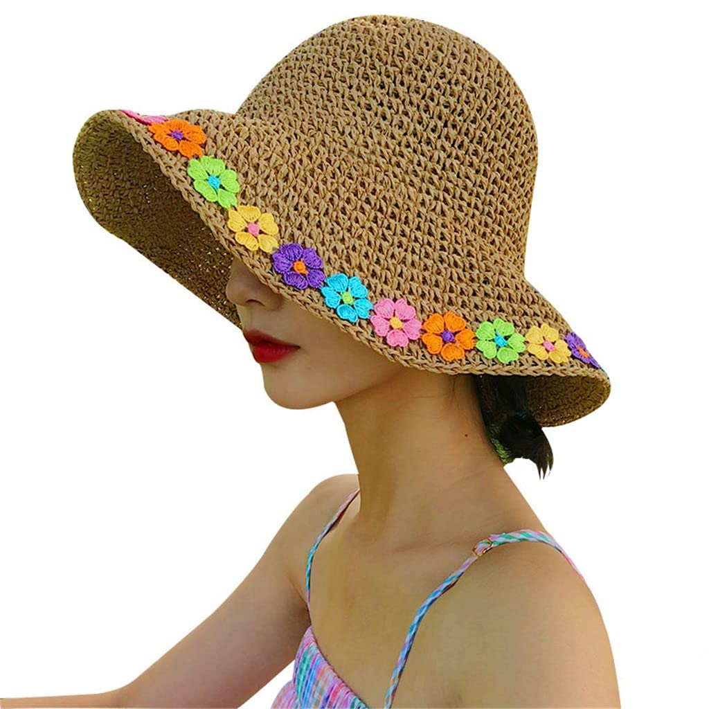 Stylish WPYYI Raffia Sun Hat for Women - Wide Brim Floppy Summer Beach Hat, Panama Straw Bucket Hat with Dome Crown (56-58cm) - Perfect for Beach Vacations, Pool Parties & Outdoor Summer Activities