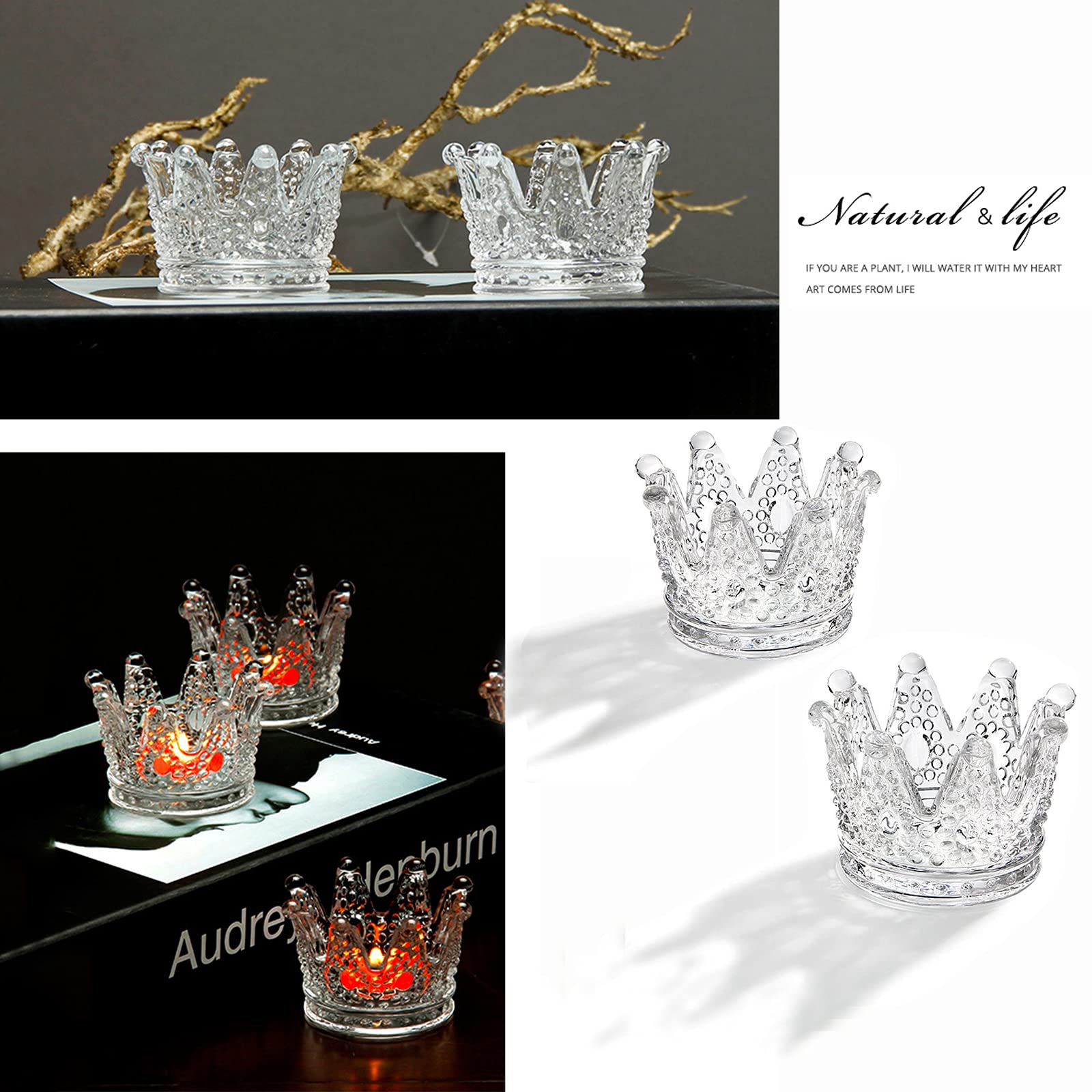 1PCS Clear Crown Votive Candle Holder - Mini Tea Light Candlestick for Weddings, Parties & Home Decor - Jewelry Ring Holder & Royal Theme Decoration (Perfect for Centerpieces, Tablescapes & Gift Giving)