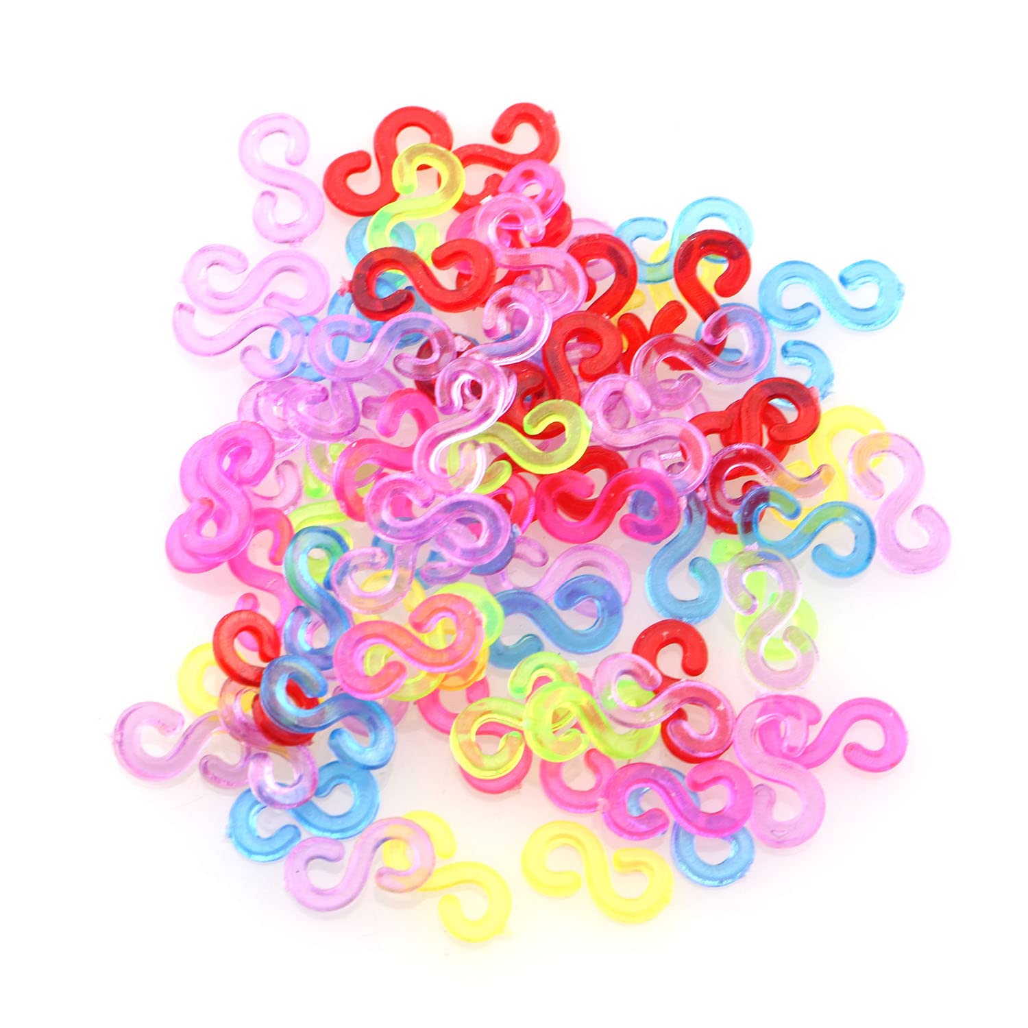 TAODAN 200Pcs Clear Plastic S Clips for DIY Bracelet Making - Loom Bands Rubber Band Clips Kit for Kids Crafts, Jewelry Making & Rainbow Loom Projects