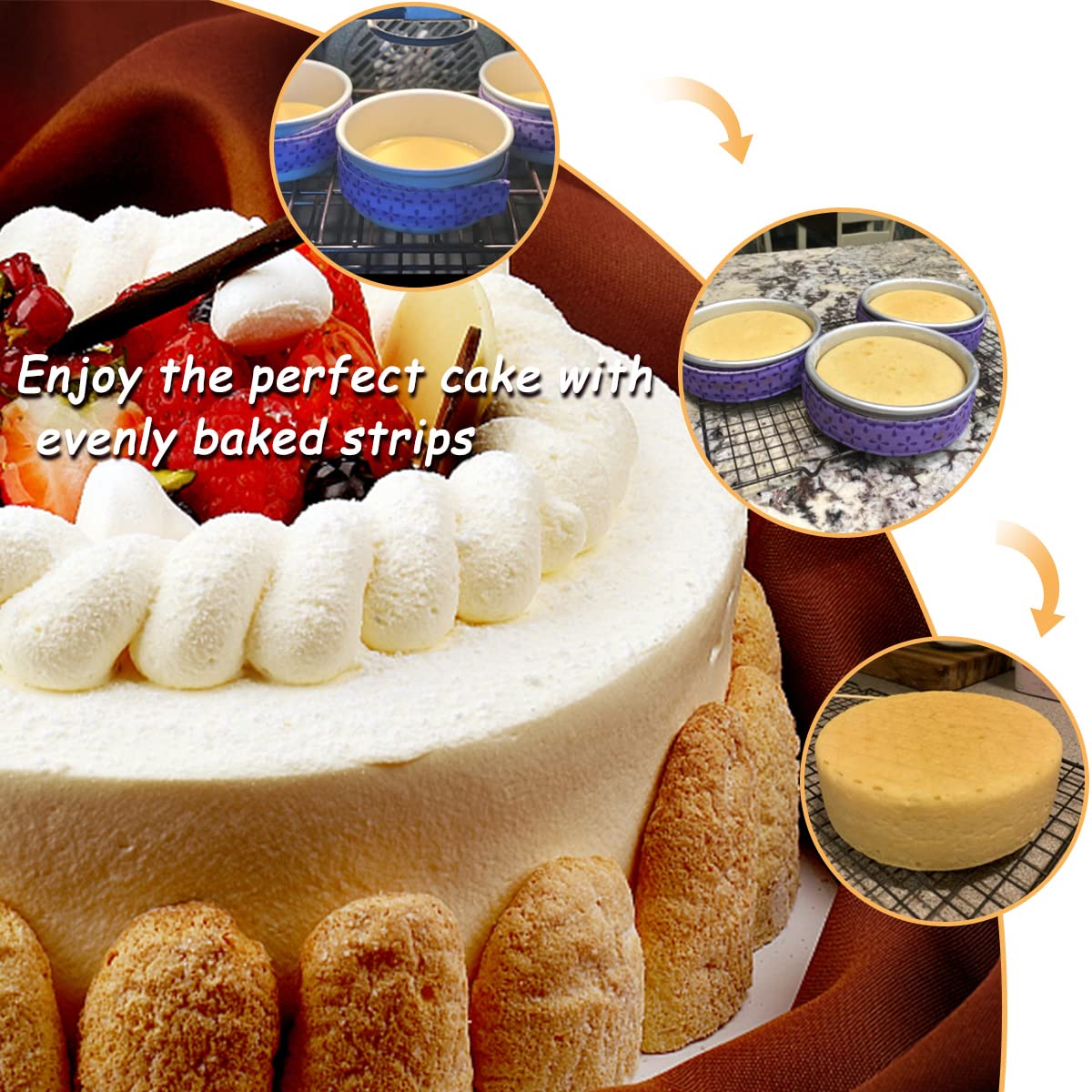 Yuntop 2-Piece Bake Even Cake Strips Set - Insulated Cake Pan Dampening Bands for Even Baking - Perfect for Layer Cakes, Cheesecakes & Professional Baking