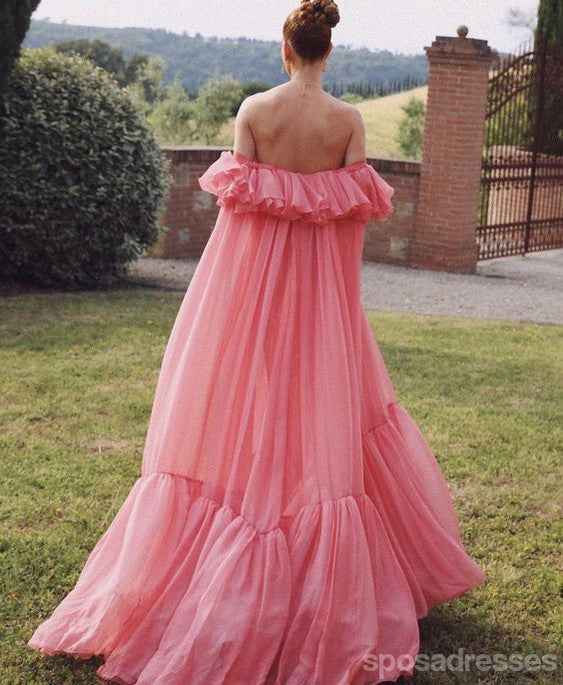 Elegant Pink A-Line Off-Shoulder Long Prom Dress for Women - Perfect for Evening Parties, Homecoming, and Formal Events