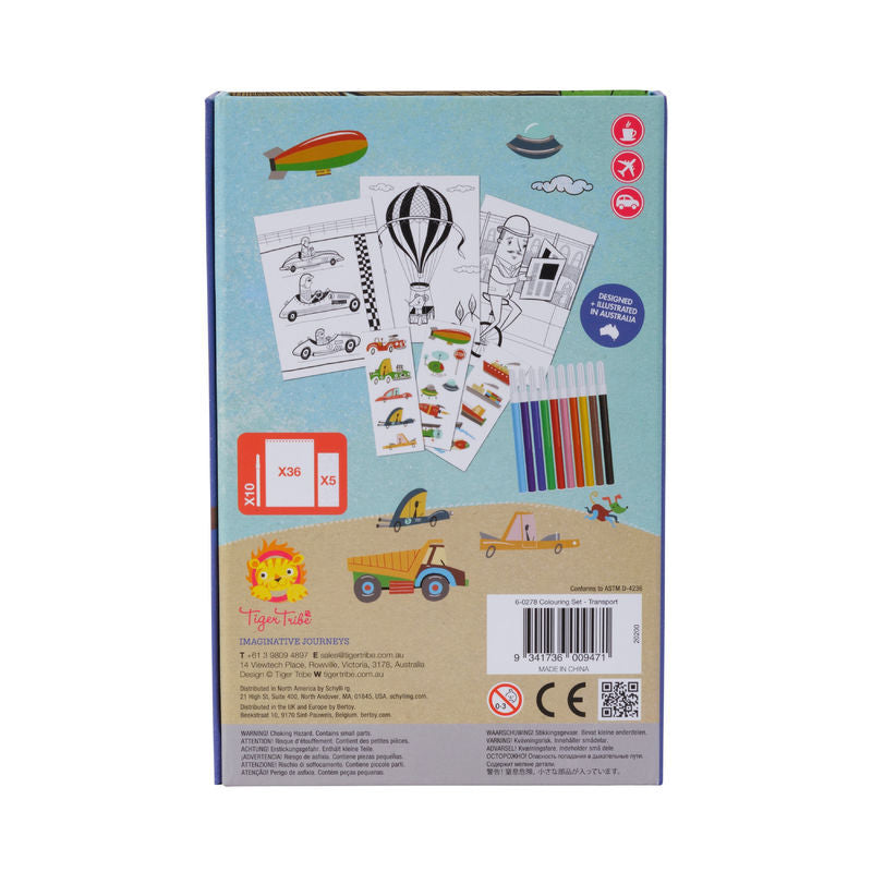 Kids Coloring Set with Transport Theme - Fun & Creative Art Supplies for Children | Perfect for Home, School & Travel Activities