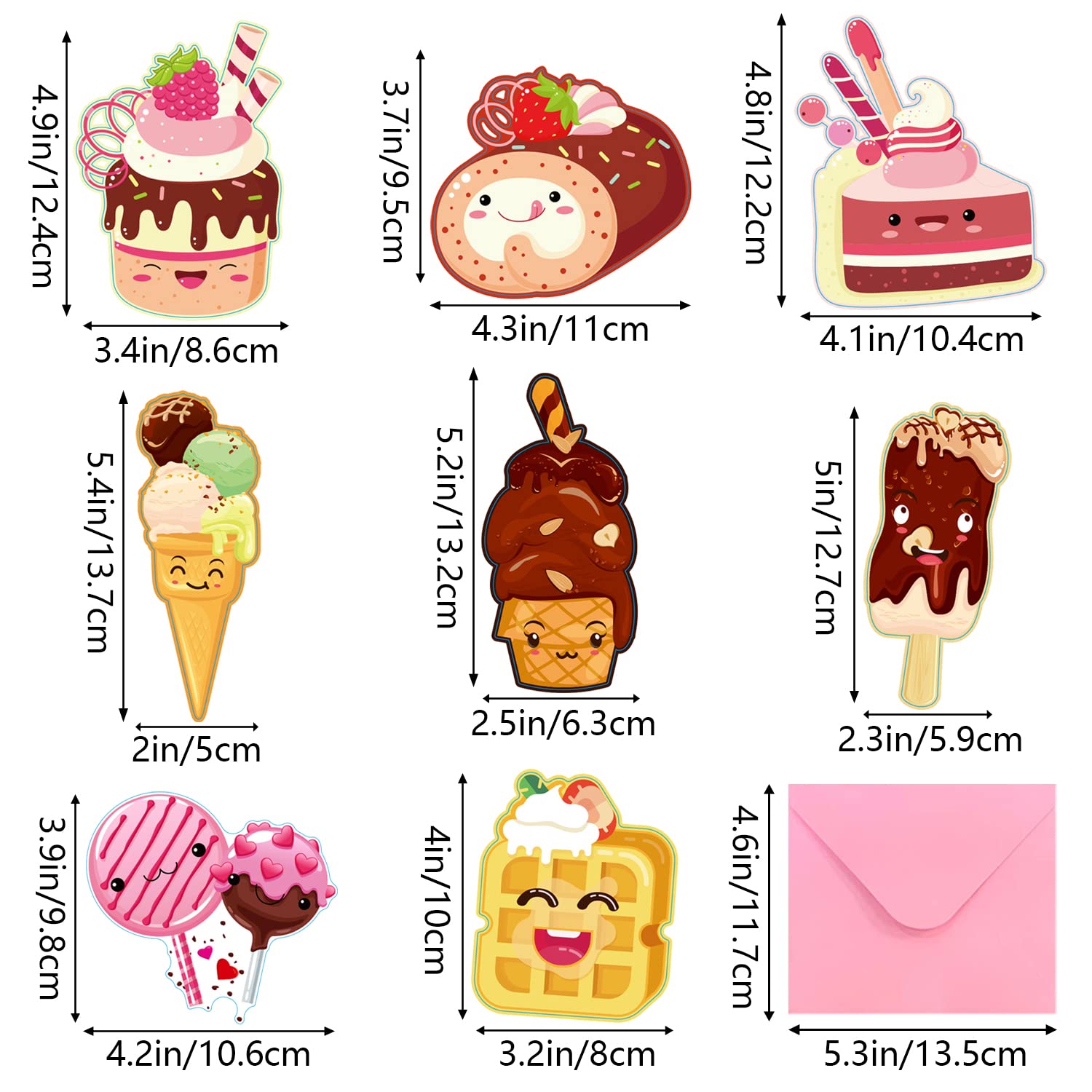 96-Pack Kids Valentine's Day Cards Set - 32 Dessert-Themed Cards, 32 Pink Envelopes & 32 Stickers for School Classroom Exchange Gifts | Perfect for Valentine's Day Parties & Classroom Activities