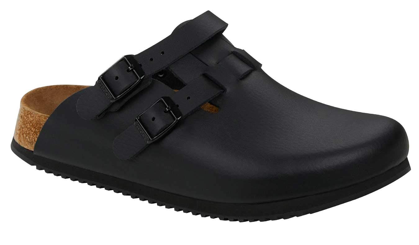 Birkenstock Kay Super Grip Leather Black - Professional Non-Slip Work Shoes for Women & Men (US Size 12) | Comfortable & Durable for Healthcare, Hospitality & Industrial Work