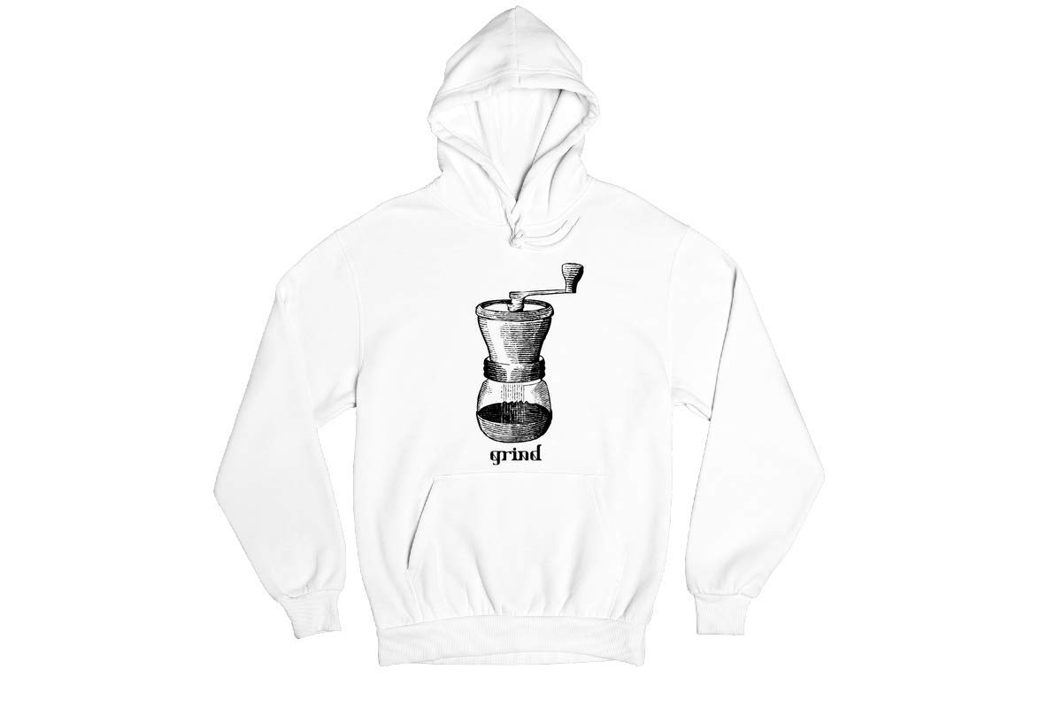 Vintage Coffee Grinder Machine Design Cotton Hoodie Sweatshirt - Retro Coffee Lover Gift for Baristas & Coffee Enthusiasts - Perfect for Cafes, Coffee Shops & Casual Wear