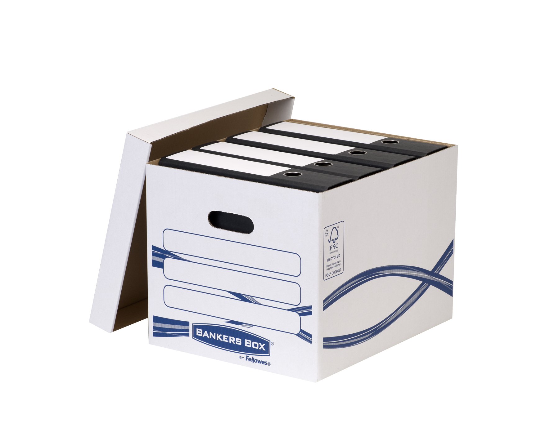 Bankers Box 10-Pack Standard Cardboard Storage Boxes with Lids - 29x32.1x39.1cm (HxWxD) - Durable File Storage for Office, Home Organization & Moving Supplies