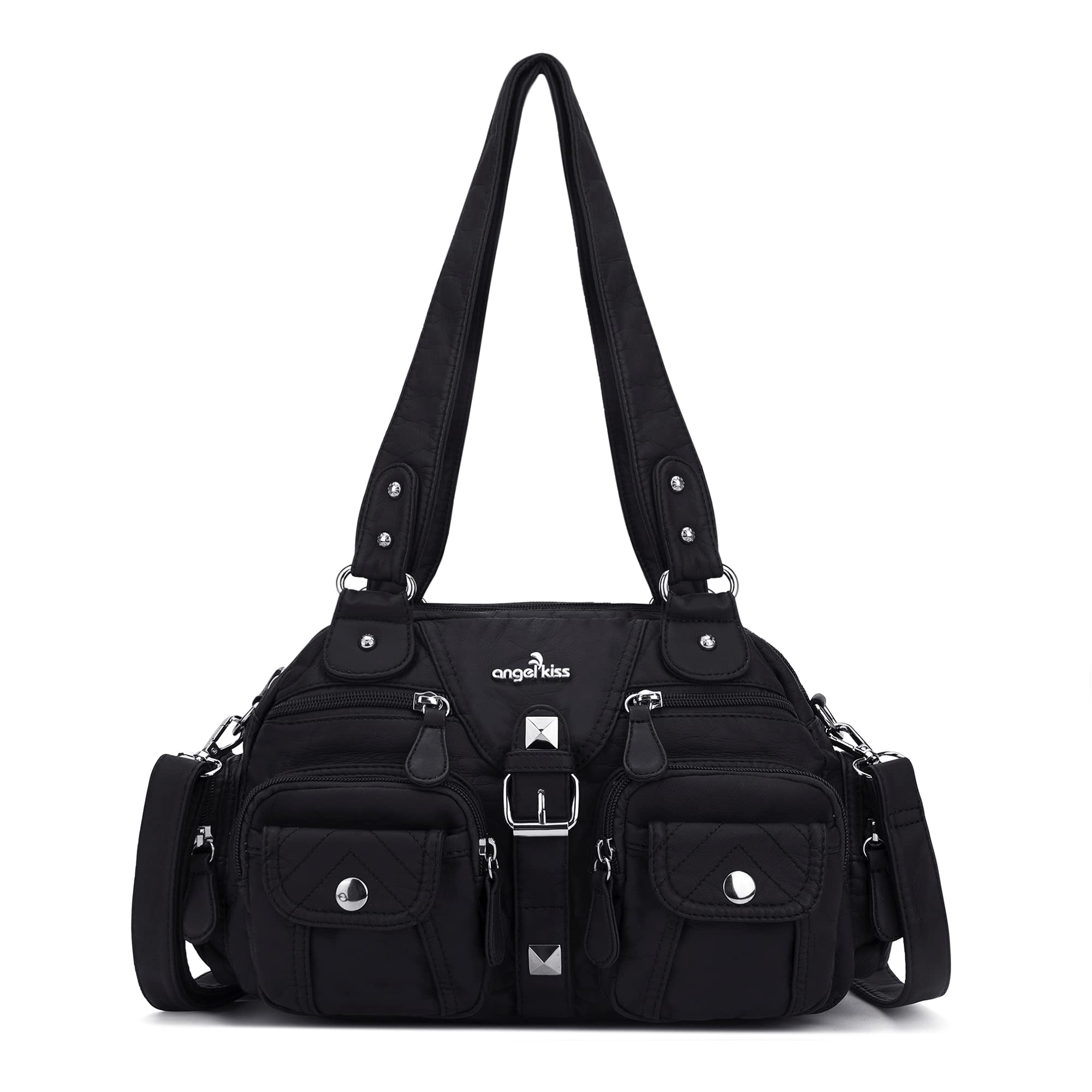 Angel Kiss Women's Crossbody Shoulder Bag - Multipocket Soft Leather Hobo Purse with Removable Strap | Perfect for Work, Travel & Everyday Use