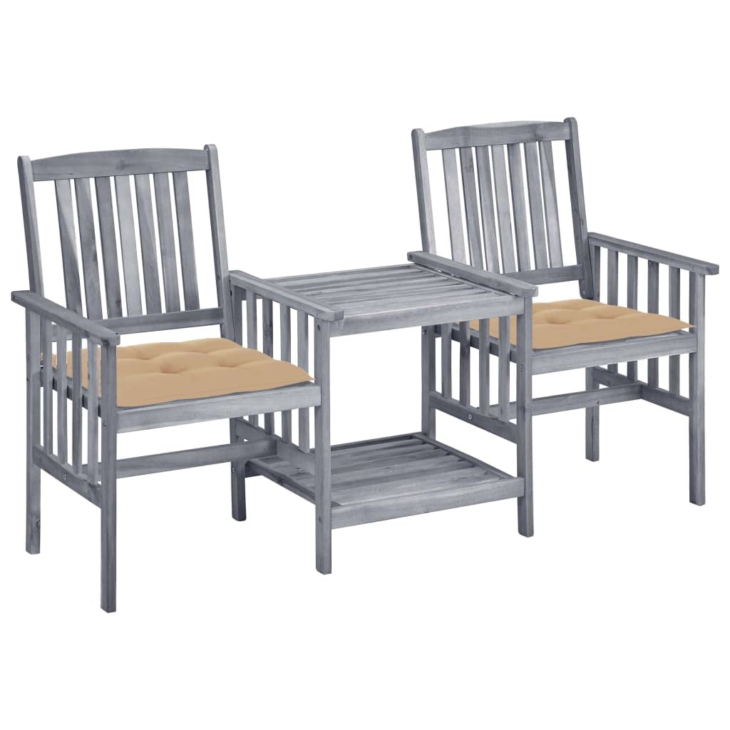 Premium Acacia Wood Patio Dining Set with Tea Table & Cushions - Outdoor Garden Furniture for Bistro, Backyard, and Poolside Relaxation