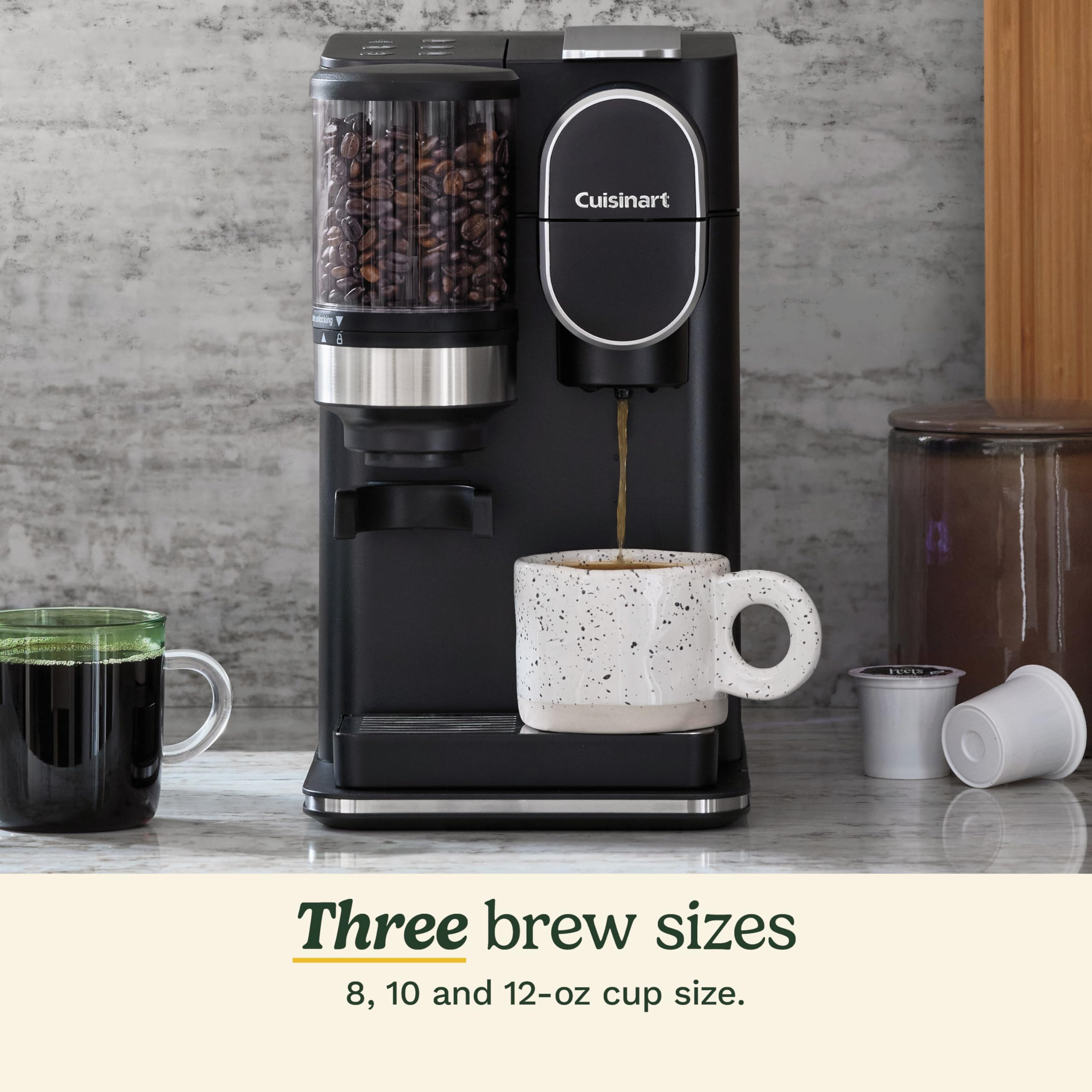 Cuisinart DGB-2 Single Serve Coffee Maker with Built-in Grinder - 48oz Removable Water Reservoir - Black - Perfect for Home, Office & Dorm Use