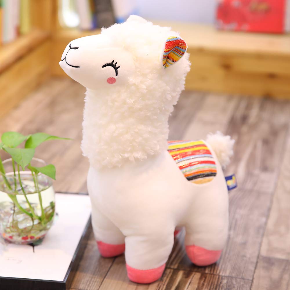 Soft Fluffy Alpaca Plush Stuffed Animal Toy - Cute Llama Plushie Gift for Kids, Girls & Couples (White) - Perfect for Cuddling, Birthday Gifts & Home Decor