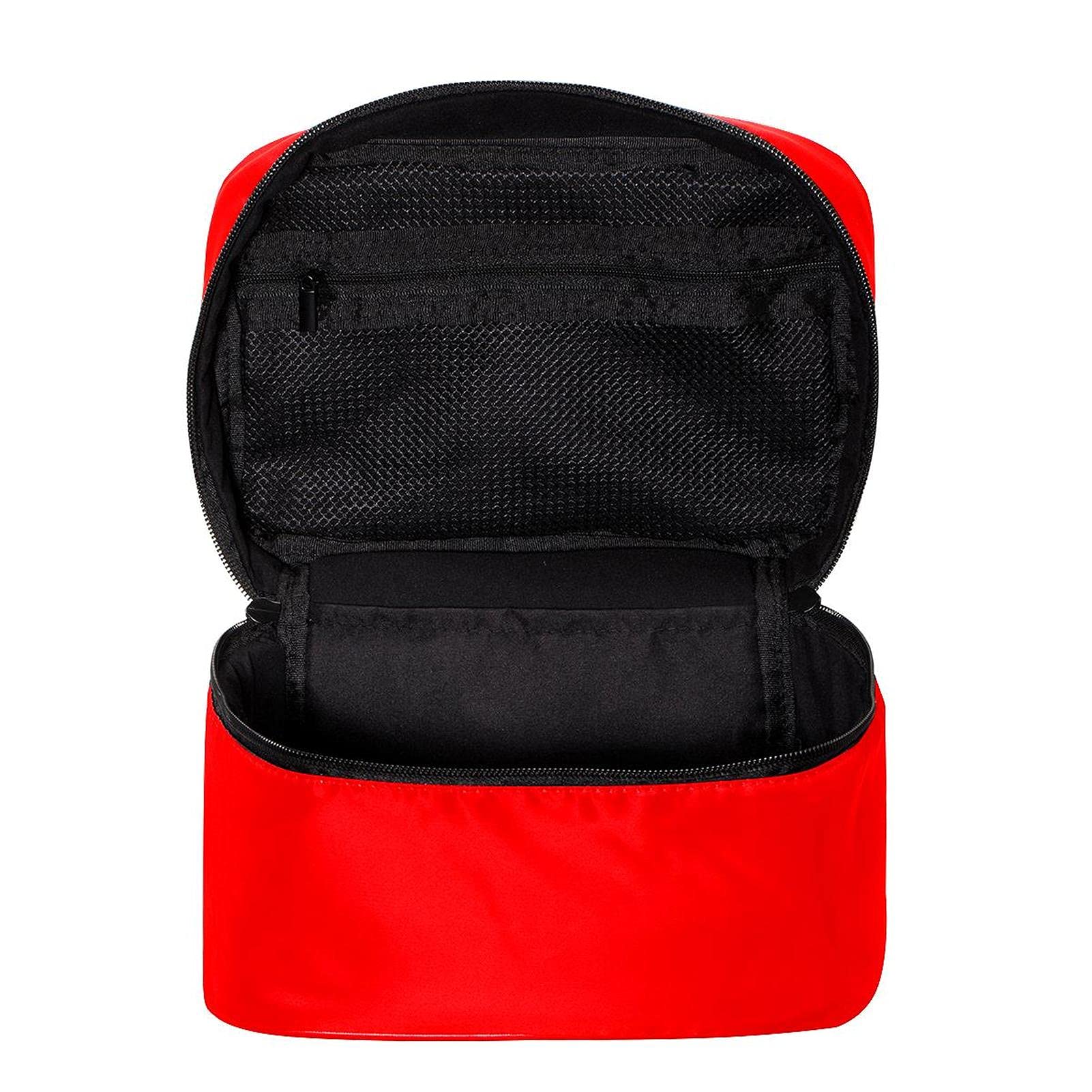 Red Travel Makeup Bag Large Cosmetic Organizer with Zipper - Waterproof Toiletry Case for Women & Girls | Perfect for Vacation, Gym, Business Trips & Daily Essentials Storage