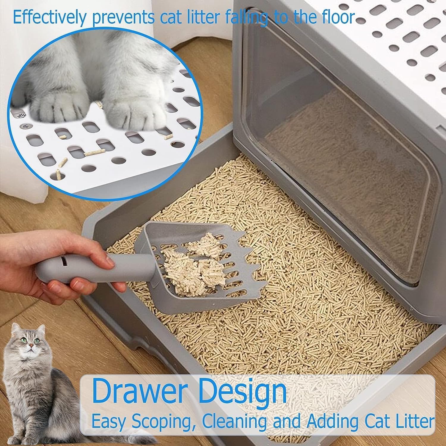 Foldable Cat Litter Box - Extra Large Enclosed Cat Toilet with Front & Top Entry | Anti-Splashing Design for Indoor Cats | Perfect for Small Spaces & Travel