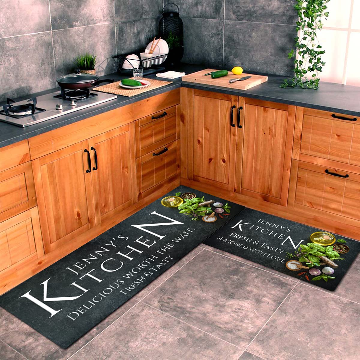 Custom Non-Skid Christmas Kitchen Mat 20x32 Inch - Washable Floor Rug for Cooking & Home Decor