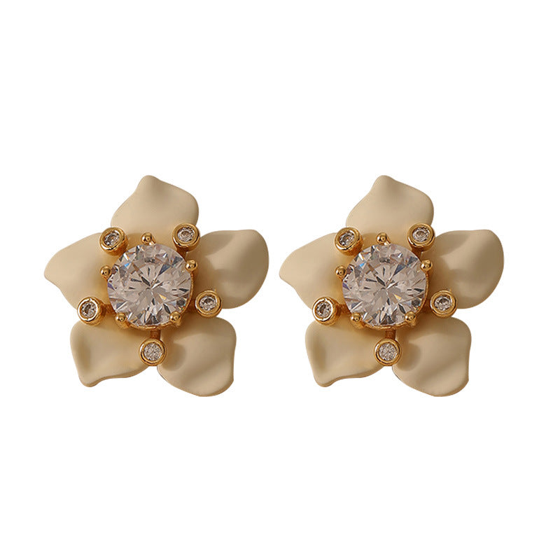 Dainty White Flower CZ Stud Earrings for Women | Cubic Zirconia Floral Earrings | Hypoallergenic Fashion Jewelry | Perfect for Weddings, Parties & Everyday Wear (DMS341)