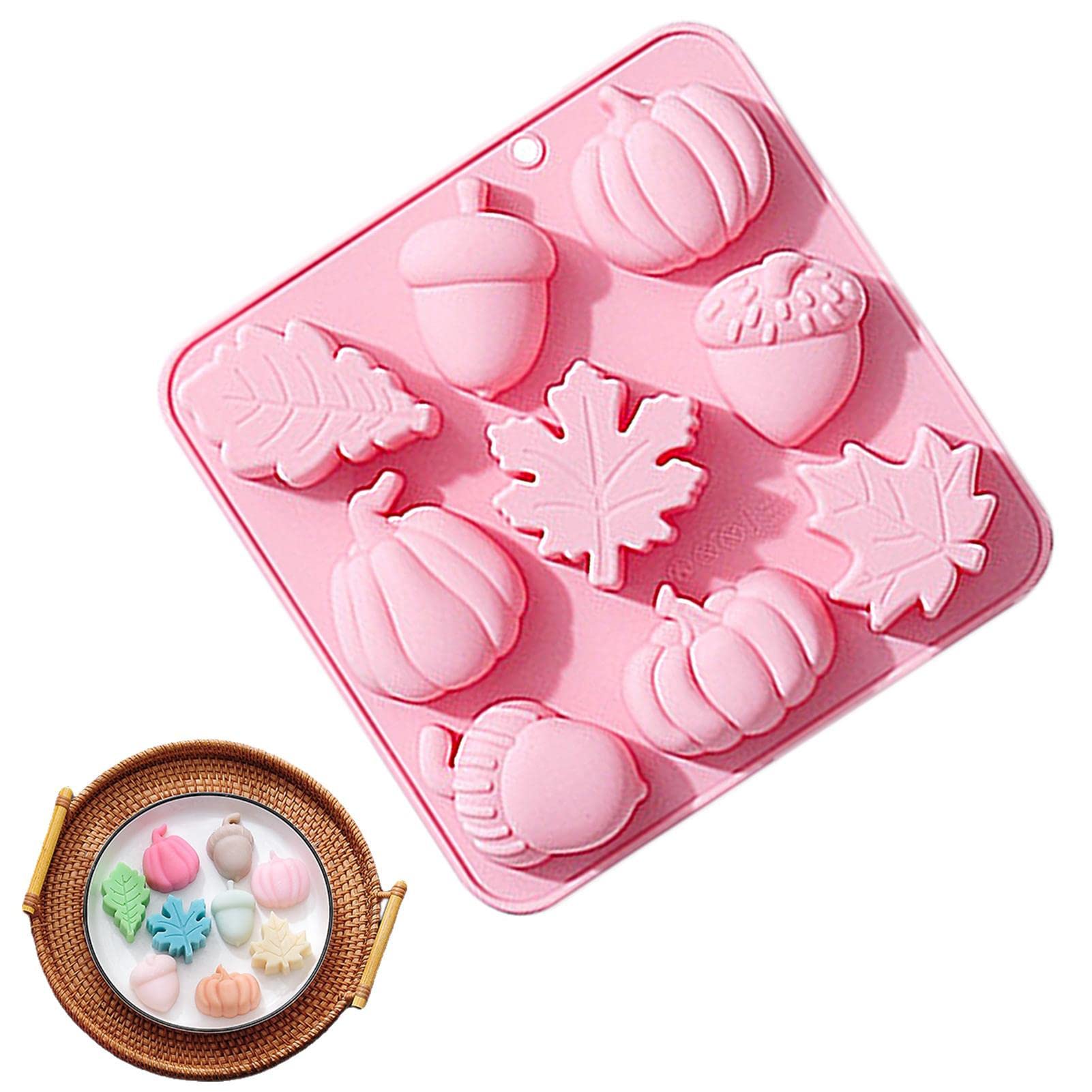 9-Piece Fall Fondant Molds Set - Pumpkin, Leaf & Acorn Silicone Molds for Baking, Autumn Harvest Theme Cake Decorating - Perfect for Pudding, Chocolate, Hard Candies & Desserts (Halloween, Thanksgiving Party Decor)