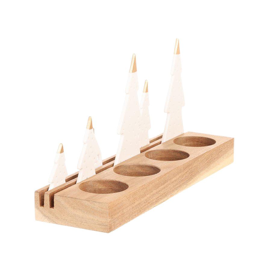 Christmas Porcelain Candle Holder - Elegant Fir Tree Design (266g) | Holiday Home Decor, Table Centerpiece, Gift for Christmas