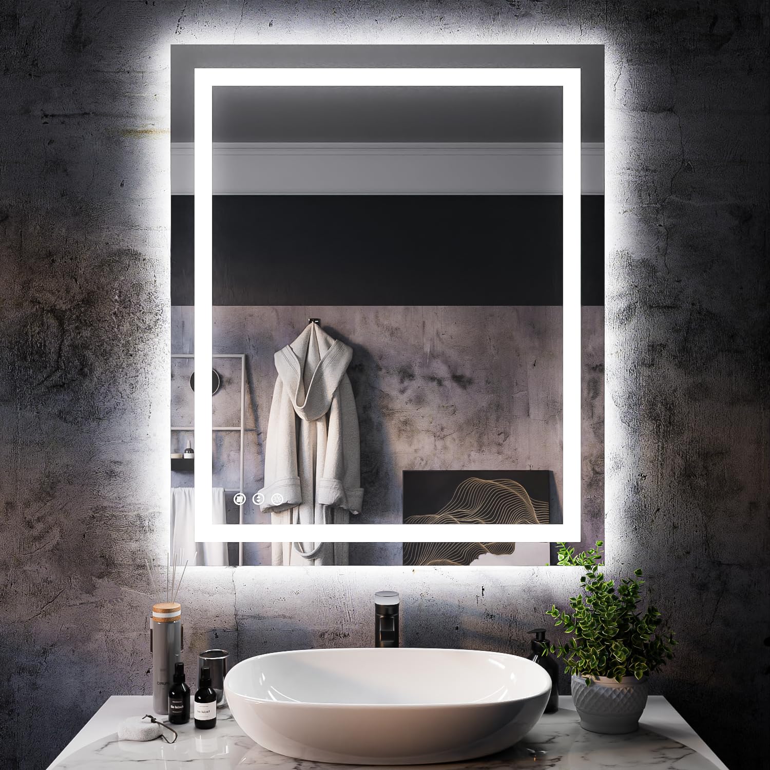 ISKM 30x36 Inch LED Bathroom Mirror with Front & Backlit Lighting - Anti-Fog Tempered Glass Wall Mount Vanity Mirror - ETL Certified for Bathroom, Bedroom, and Dressing Room Makeup Application
