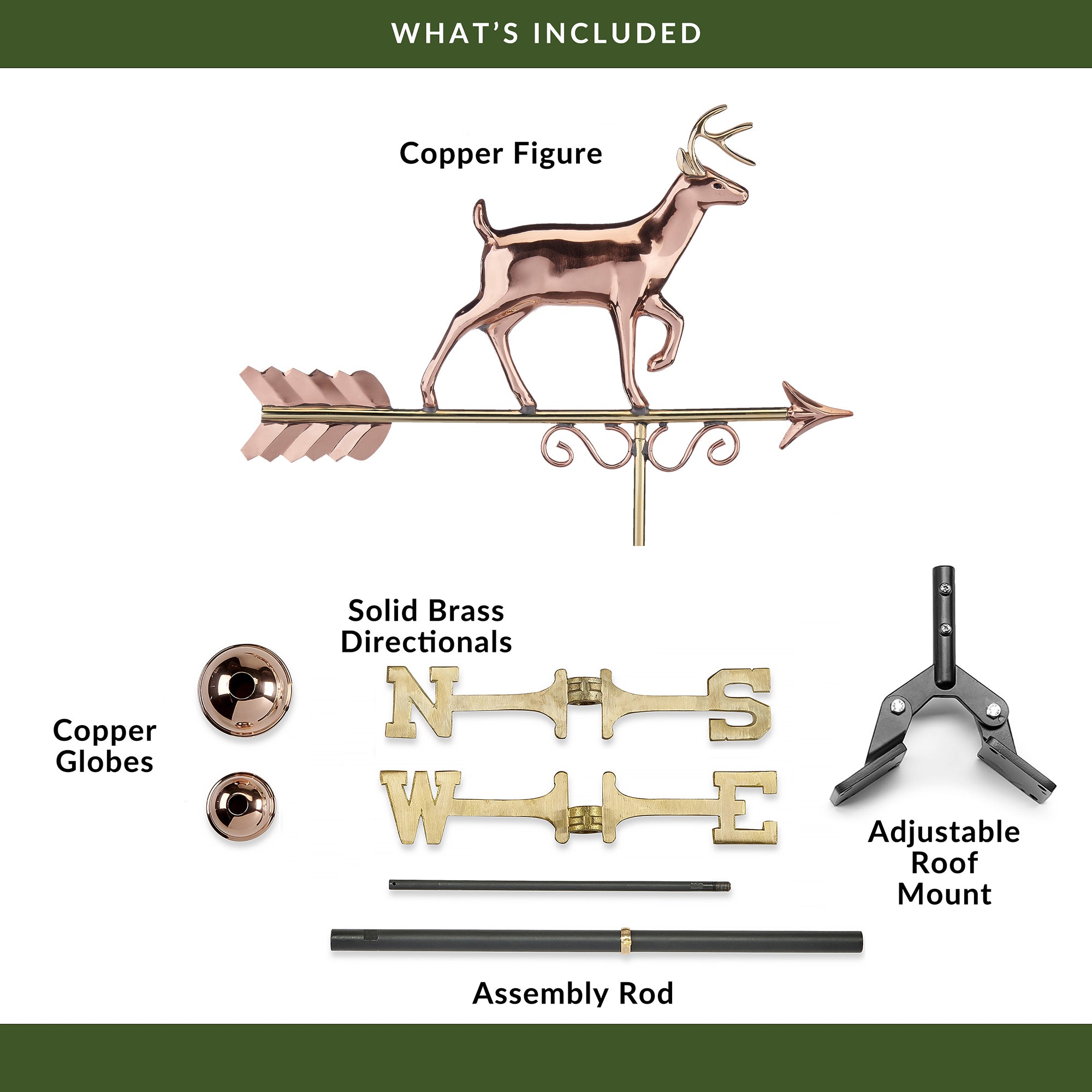 Proud Buck Weathervane - Handcrafted Metal Deer Weather Vane for Roof, Garden & Barn Decor | Rustic Outdoor Home & Farmhouse Decoration