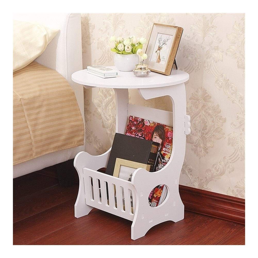 ZQALOVE Mini Plastic Round Side Table - White Coffee Table, Tea Table, Bedside Table for Living Room, Bedroom - Compact Storage Rack for Small Spaces & Home Decor