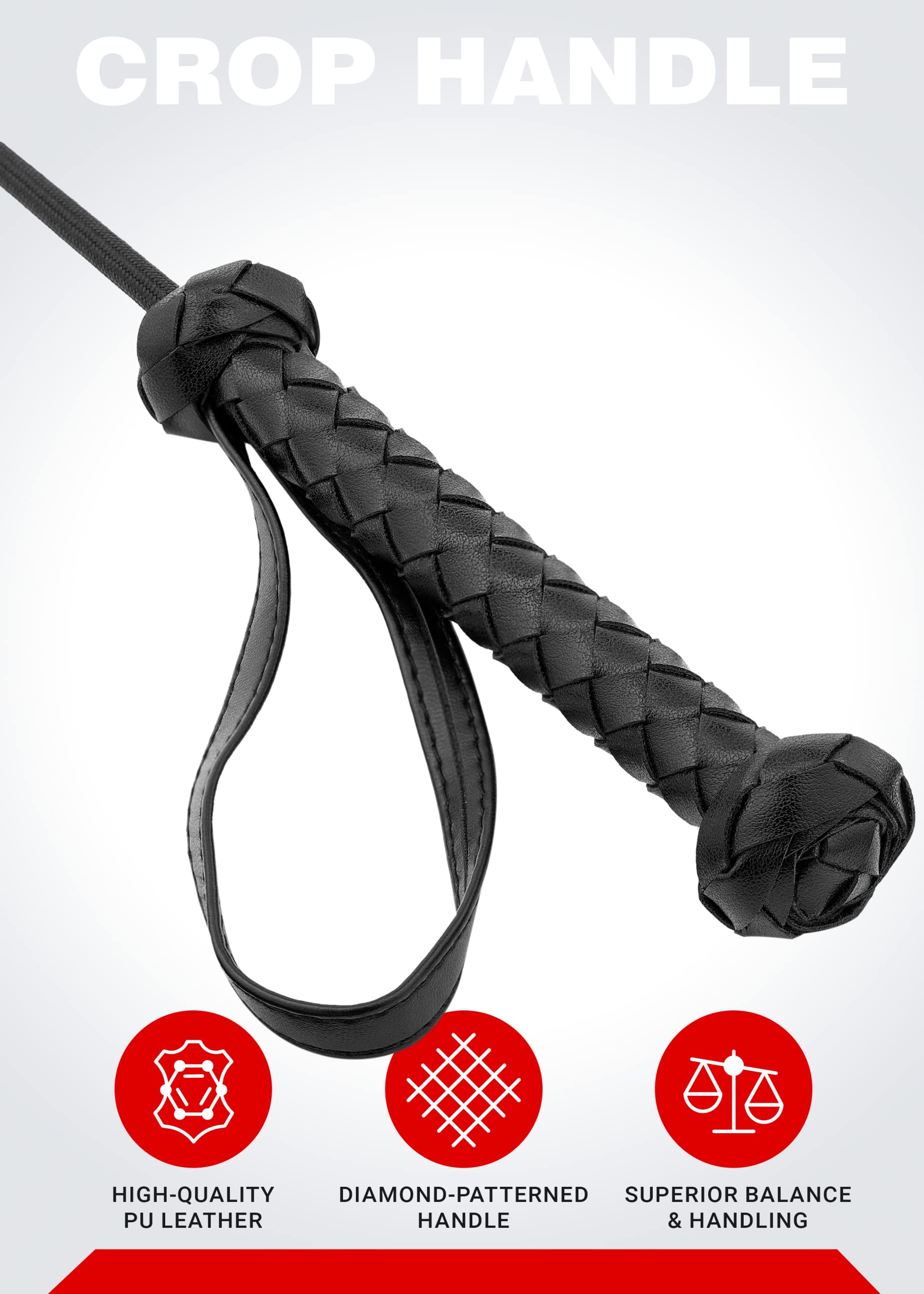 18 Inch BDSM Spanking Paddle - Leather Riding Crop for Adult Play, Fetish & Sensual Spanking | Perfect for Couples, Roleplay & BDSM Scenes