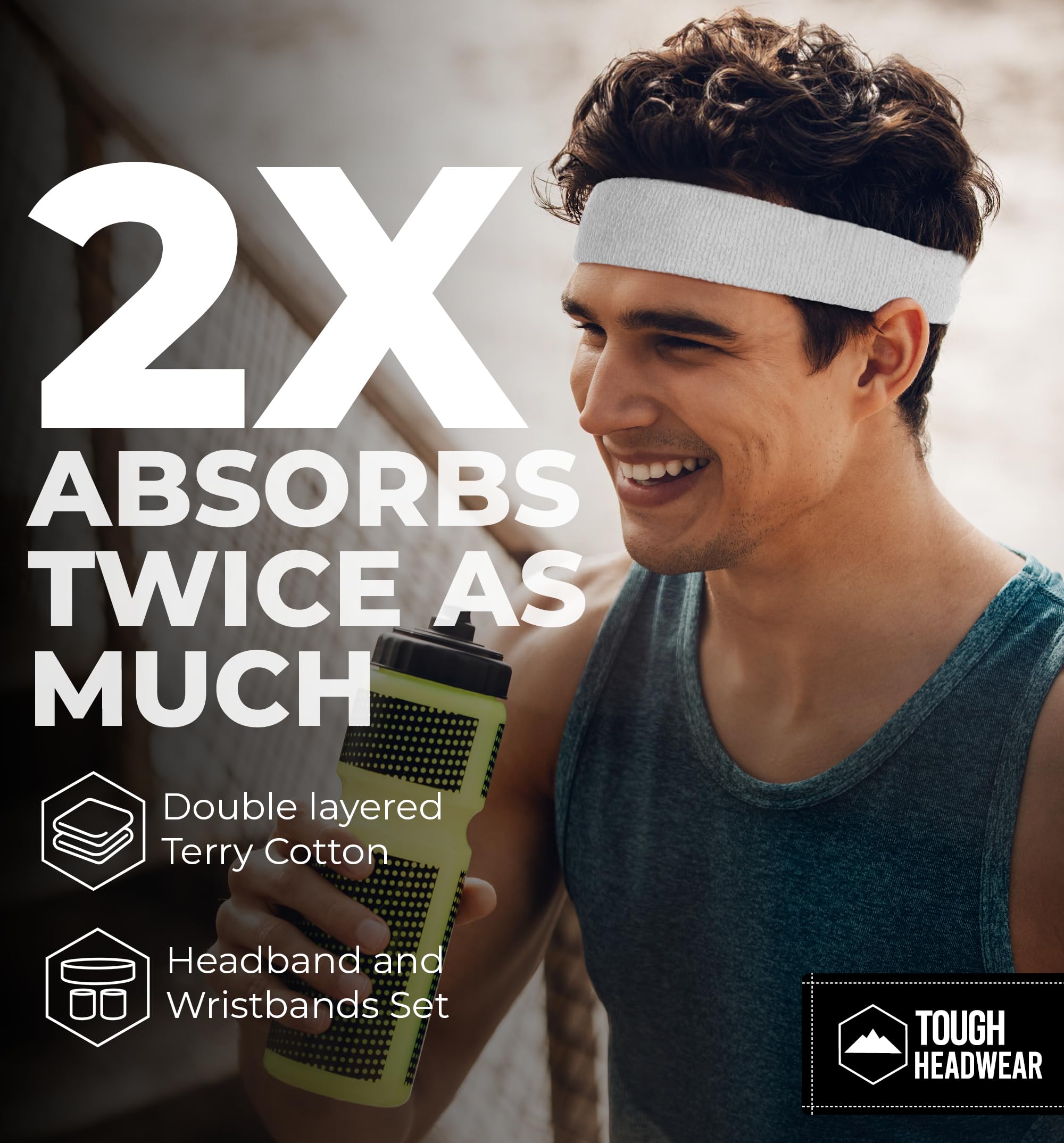 Premium Terry Cloth Sports Sweatband Set - Breathable Headbands & Wristbands for Men & Women - Ideal for Tennis, Basketball, Gym Workouts & Fitness Training - Stay Dry During Intense Exercise & Sports Activities