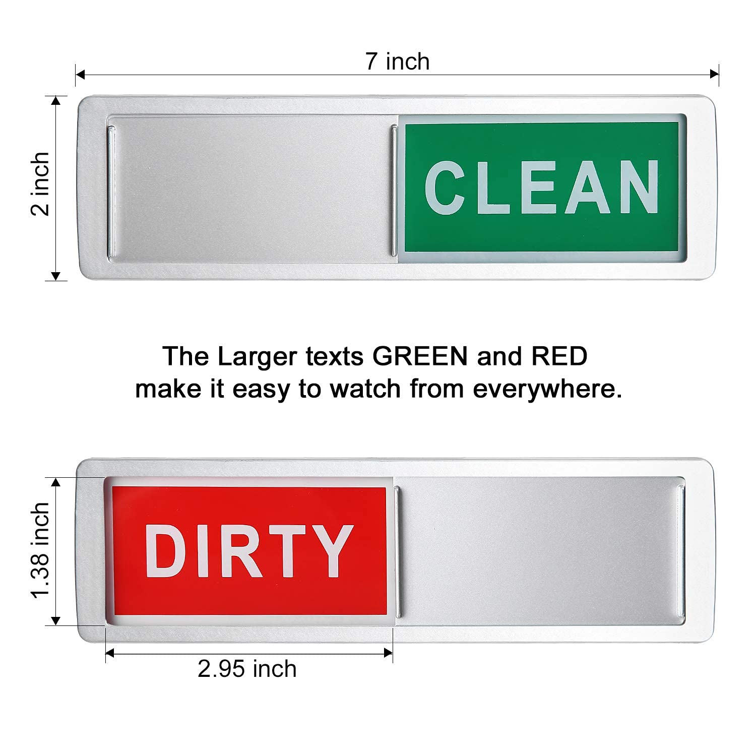 Upgraded Dishwasher Magnet Clean Dirty Sign - Strong Slide Indicator, Easy to Read, Waterproof & Non-Scratch - Kitchen Organization Tool for Home, Office, RV (Silver) - Perfect for Busy Families & Dishwasher Safety