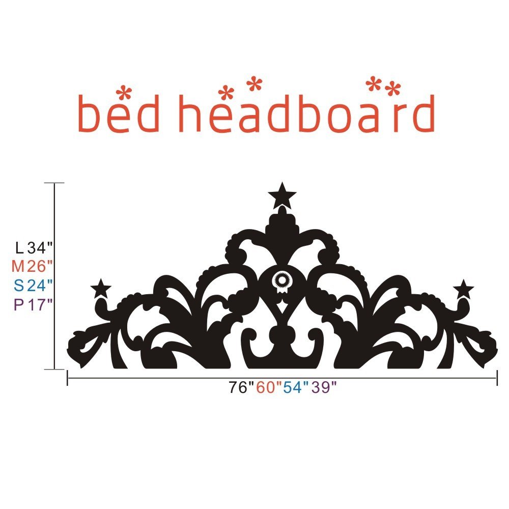 Classic Vinyl Headboard Wall Decal - Elegant Carving Design Bedroom Wall Art Decor in Black | Perfect for Master Bedroom, Guest Room & Nursery Decor