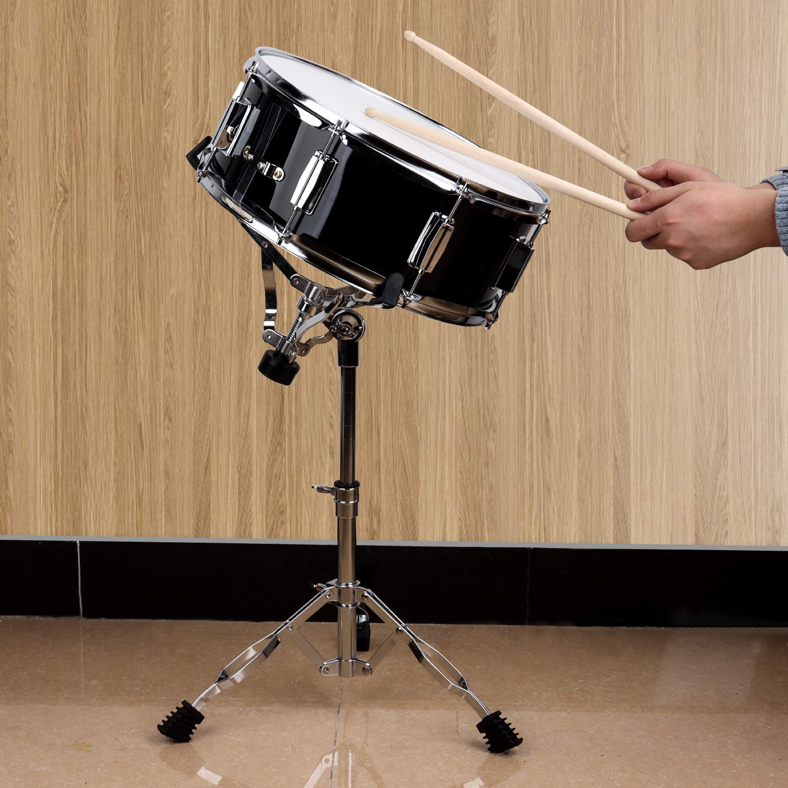 14 Inch Black Snare Drum Set with Gig Bag, Drum Stand, Sticks, Keys & Practice Gloves - Perfect for Students & Beginners | Ideal for School Bands, Home Practice & Music Lessons (14