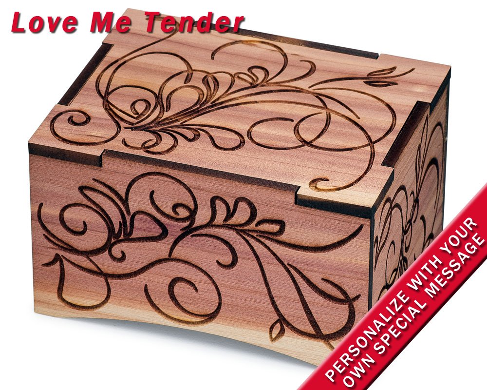 Personalized Laser Engraved Aromatic Red Cedar Music Box - Custom Wind Up Wooden Gift with Red Velvet Interior (Plays 
