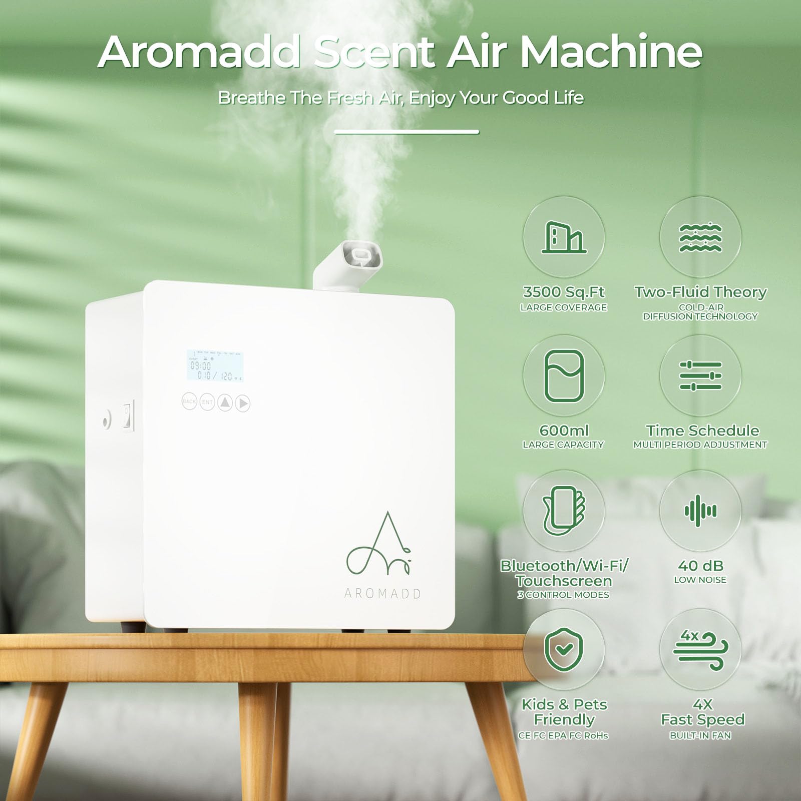 2025 Upgraded 3500 Sq.Ft Smart Scent Diffuser - Whole House & Commercial HVAC Aroma System, Waterless Essential Oil Diffuser with Cold Air Technology, 600ML Large Capacity for Home, Office, Hotel, Spa | Create Relaxing Ambiance & Eliminate Odors