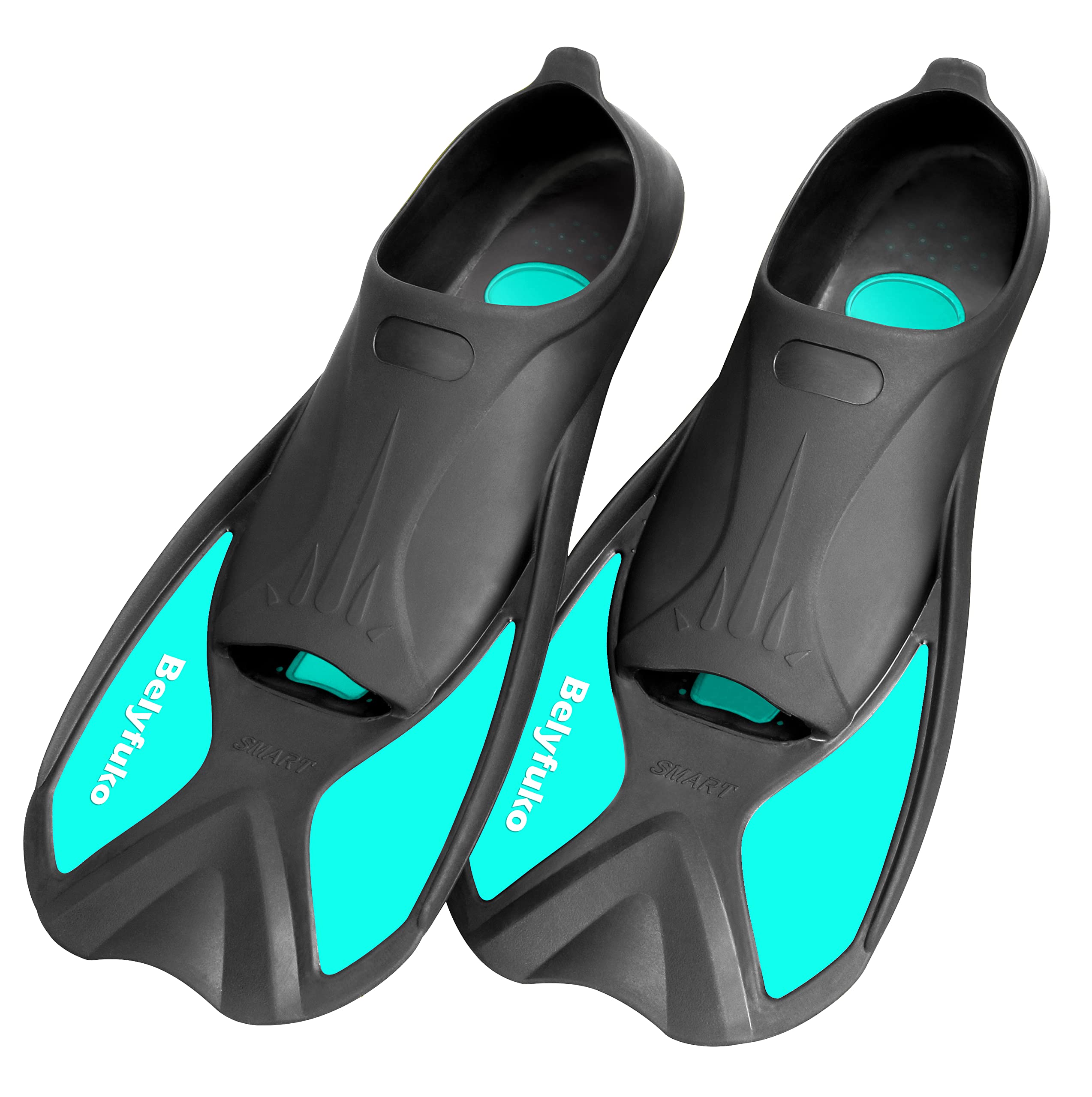 Short Swim Fins for Adults & Kids - Travel Size Snorkeling Fins for Lap Swimming, Diving & Snorkeling with Mesh Storage Bag - Perfect for Pool, Beach & Water Sports