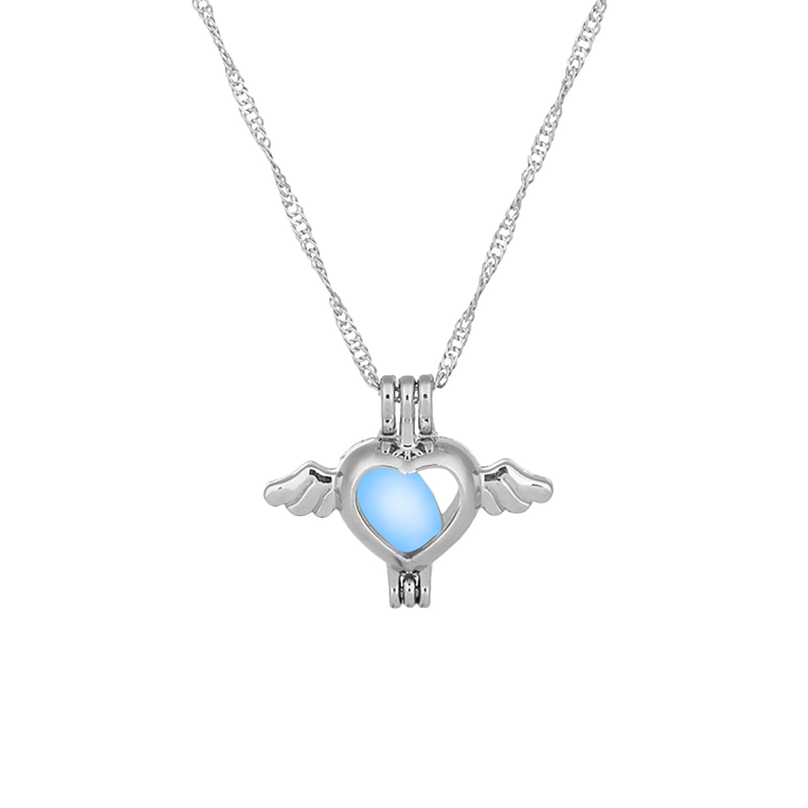 Elegant Blue Angel Hollow Pendant Necklace for Women - Fashionable Clavicle Chain Jewelry, Valentine's Day Gift, Multicolor Creative Accessories (One Size) - Perfect for Date Nights, Parties & Special Occasions