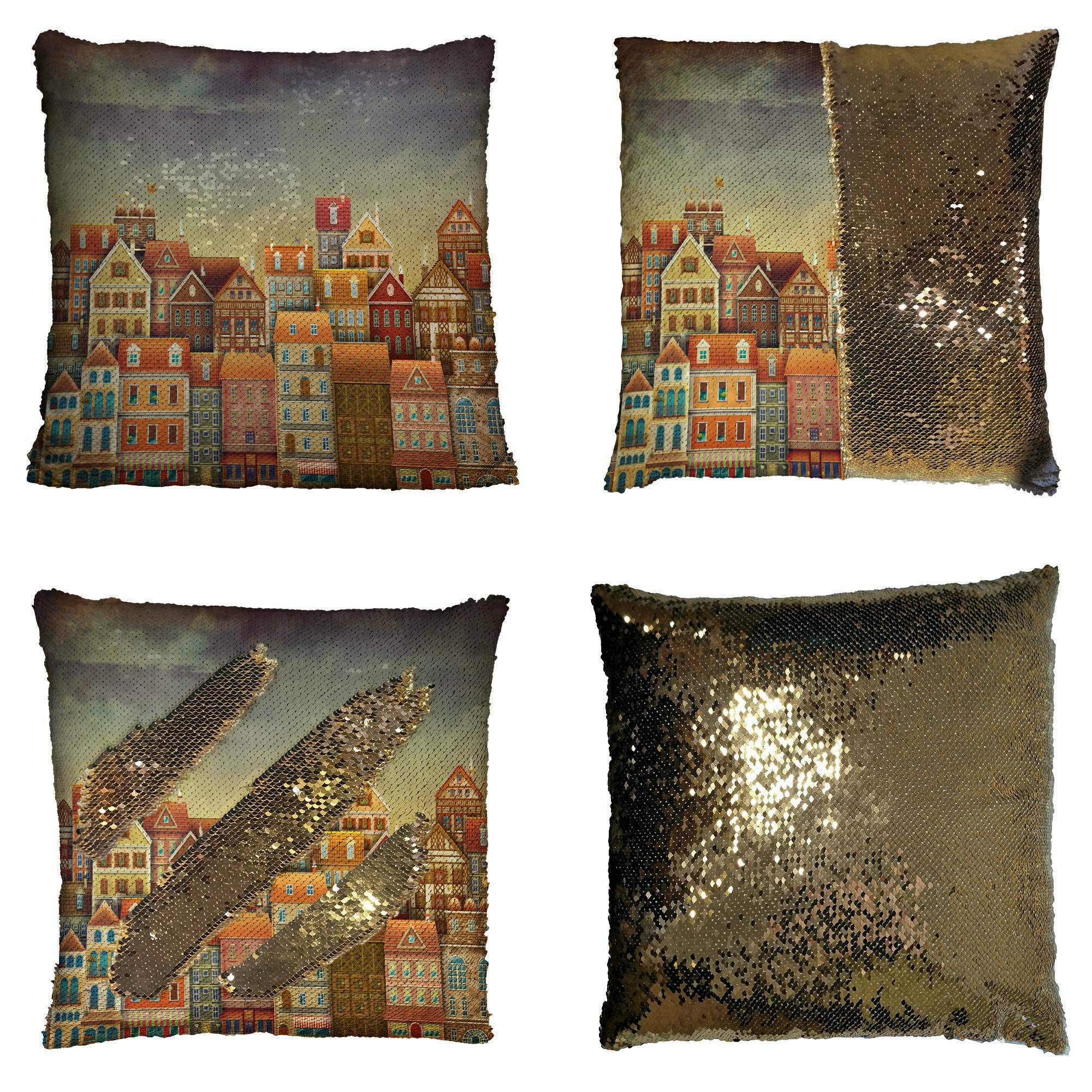 Cute Houses Sky Pillow Cover 20x20 Inch - Soft Decorative Cushion Case for Home, Bedroom & Living Room Decor - Perfect for Cozy Nights and Stylish Interior Design