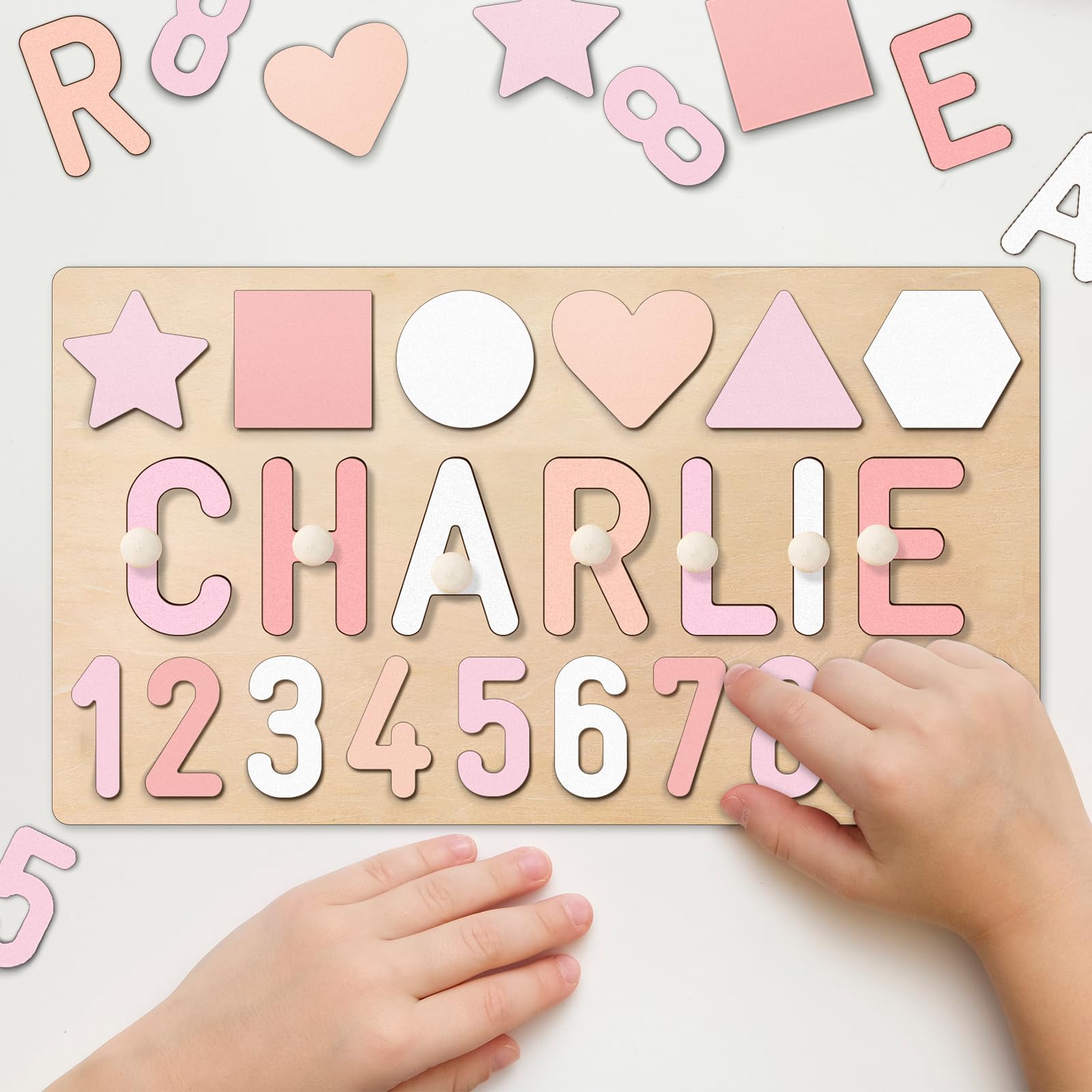 Custom Name Puzzle for Toddlers 1-3 Years - Personalized Wooden Learning Toy with Engraved Text | Easter Basket Stuffers, 1st Birthday Gift for Boys & Girls | Educational Baby Toy for Name Recognition & Early Learning - Perfect for Playtime, Nursery Decor & Holiday Gifting