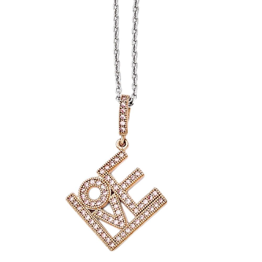 Sterling Silver Rose Gold-Plated Cubic Zirconia Love Heart Pendant Necklace for Women - Perfect Gift for Valentine's Day, Anniversary & Romantic Occasions