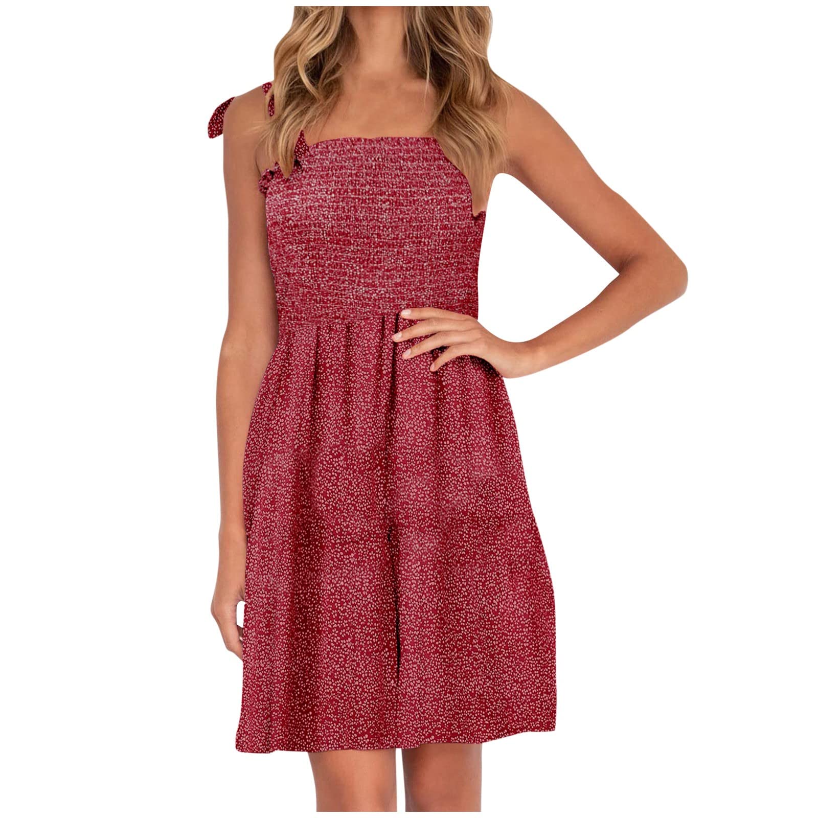 **Women's Plus Size Summer Dresses 2022 – Boho Floral Smocked Sleeveless Beach Dress for Wedding Guest & Vacation** – Perfect for Beach Outings, Garden Parties, and Casual Summer Events