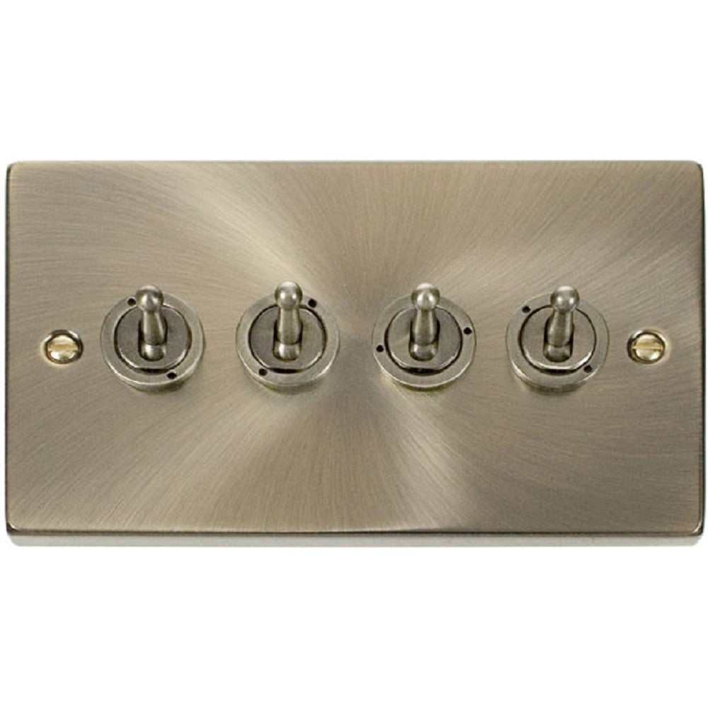 Vintage Antique Brass 4G Toggle Light Switch VPAB424 - Perfect for Home Decor, Industrial Style Lighting & Electrical Upgrades