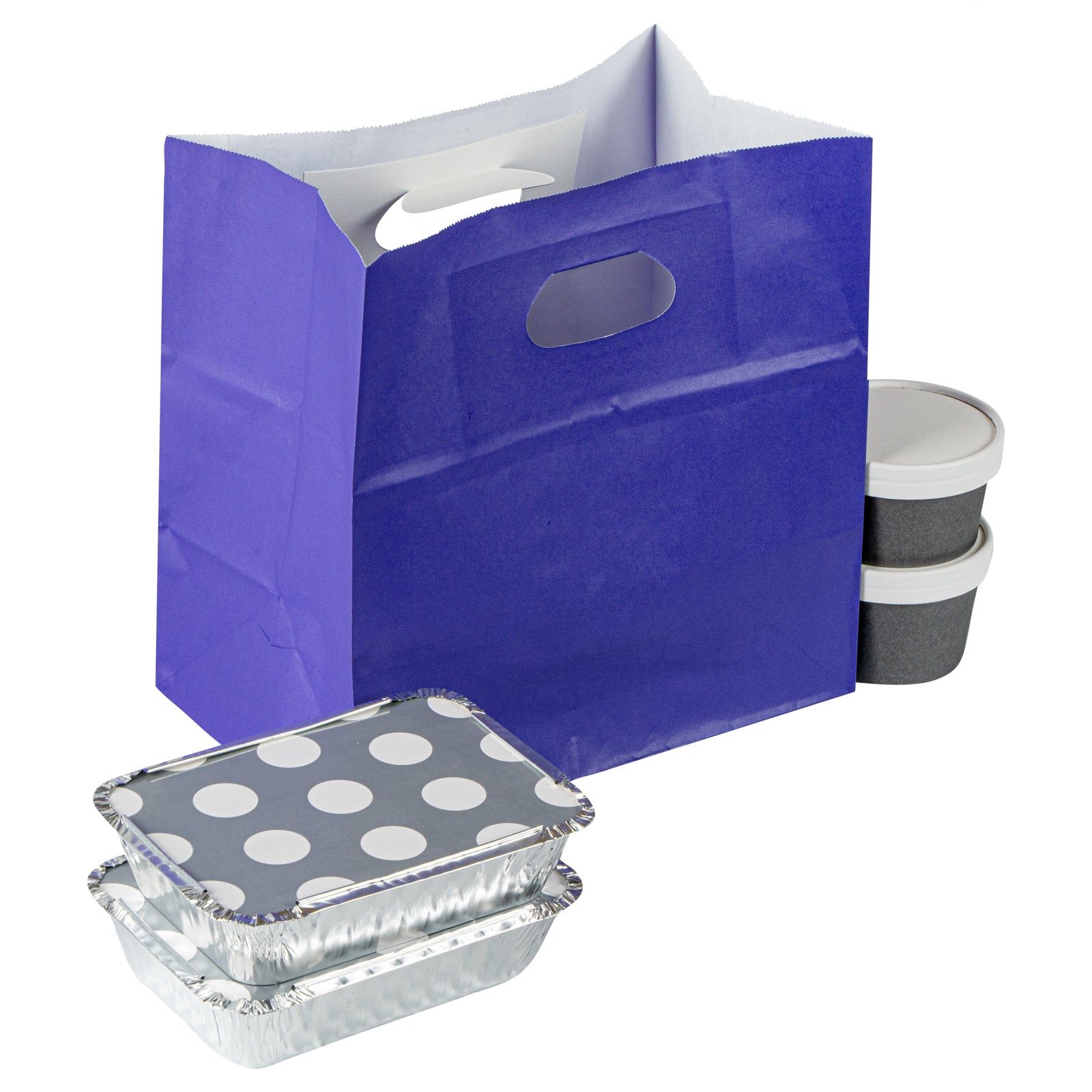 Eco-Friendly Purple Rectangle Takeout Bags with Handles - 11