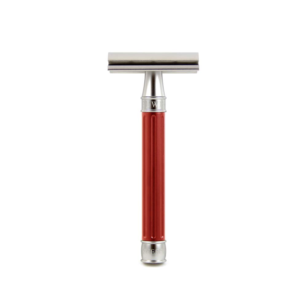 Edwin Jagger 3ONE6 Stainless Steel Safety Razor - Red | Premium Men's Shaving Razor for Smooth & Close Shave | Perfect for Travel, Gifts & Daily Grooming