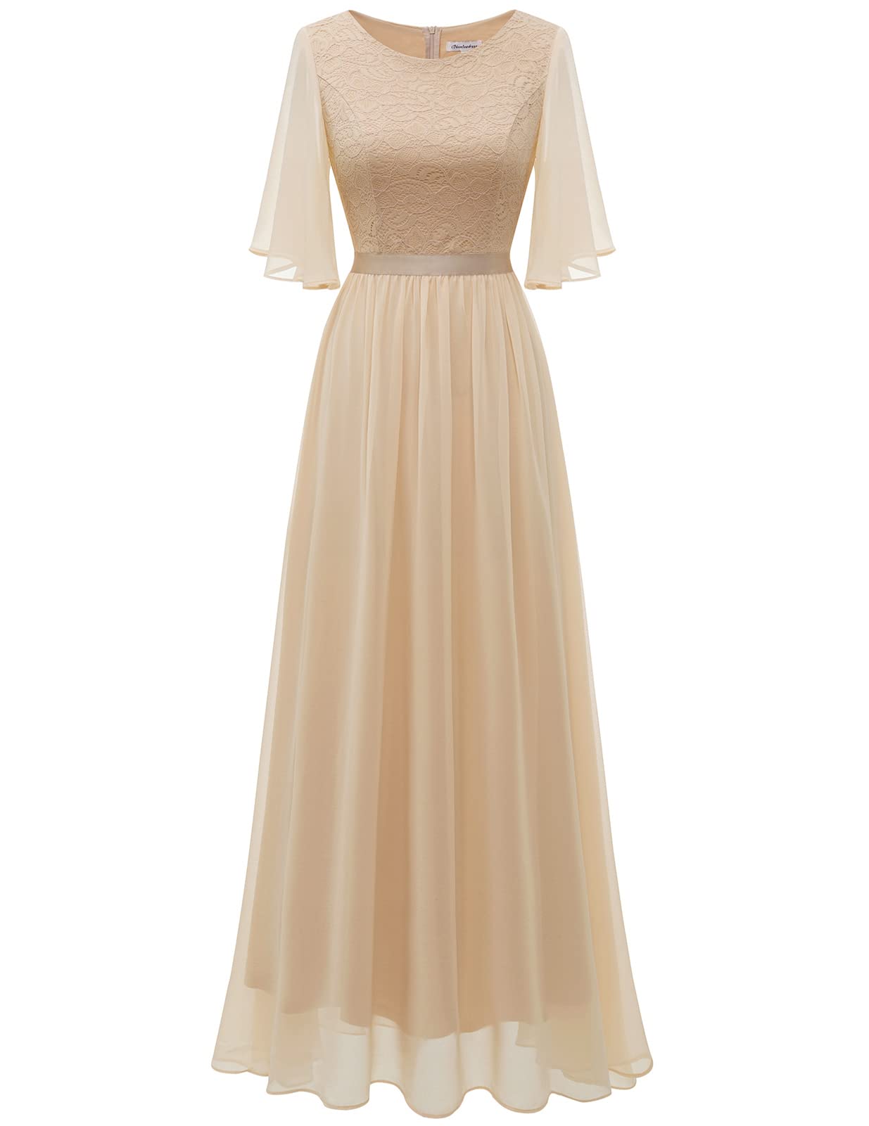 Elegant Lace Bridesmaid Dress for Women - Formal Evening Gown Chiffon Wedding Guest Dress for Prom, Parties & Special Occasions