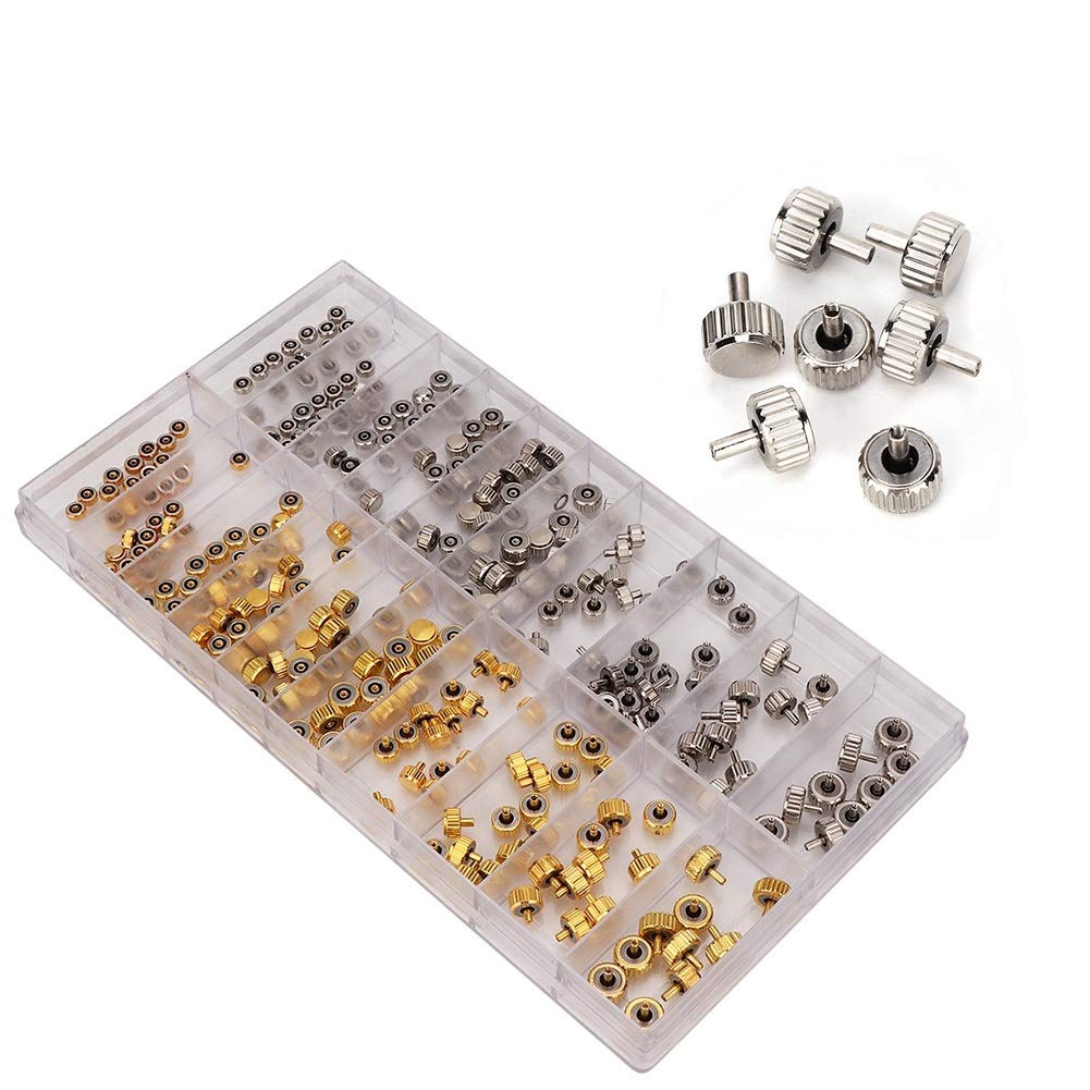 YUYTE Stainless Steel Watch Crown Parts Replacement Kit - Assorted Watch Repair Tools & Accessories for DIY Watch Repair and Maintenance | Perfect for Watchmakers, Hobbyists, and Jewelry Repair Professionals