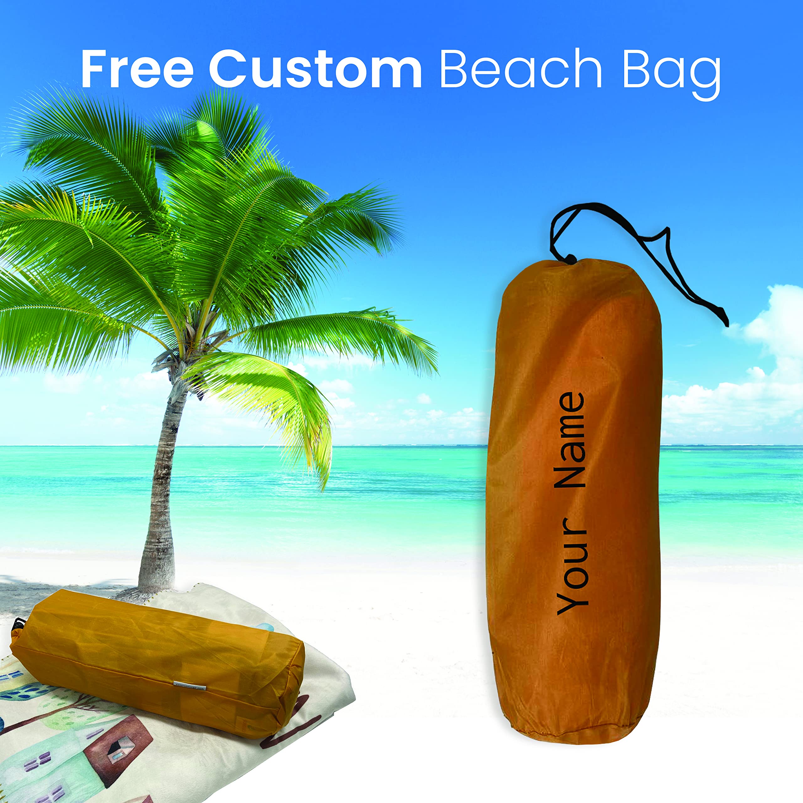 Custom Personalized Beach Towel 60x30 Inch - Soft Lightweight Microfiber Pool & Swim Towel with Name/Initials - Great Gift for Women & Kids (Mint Tie Dye) - Perfect for Beach Vacations, Pool Parties & Summer Travel