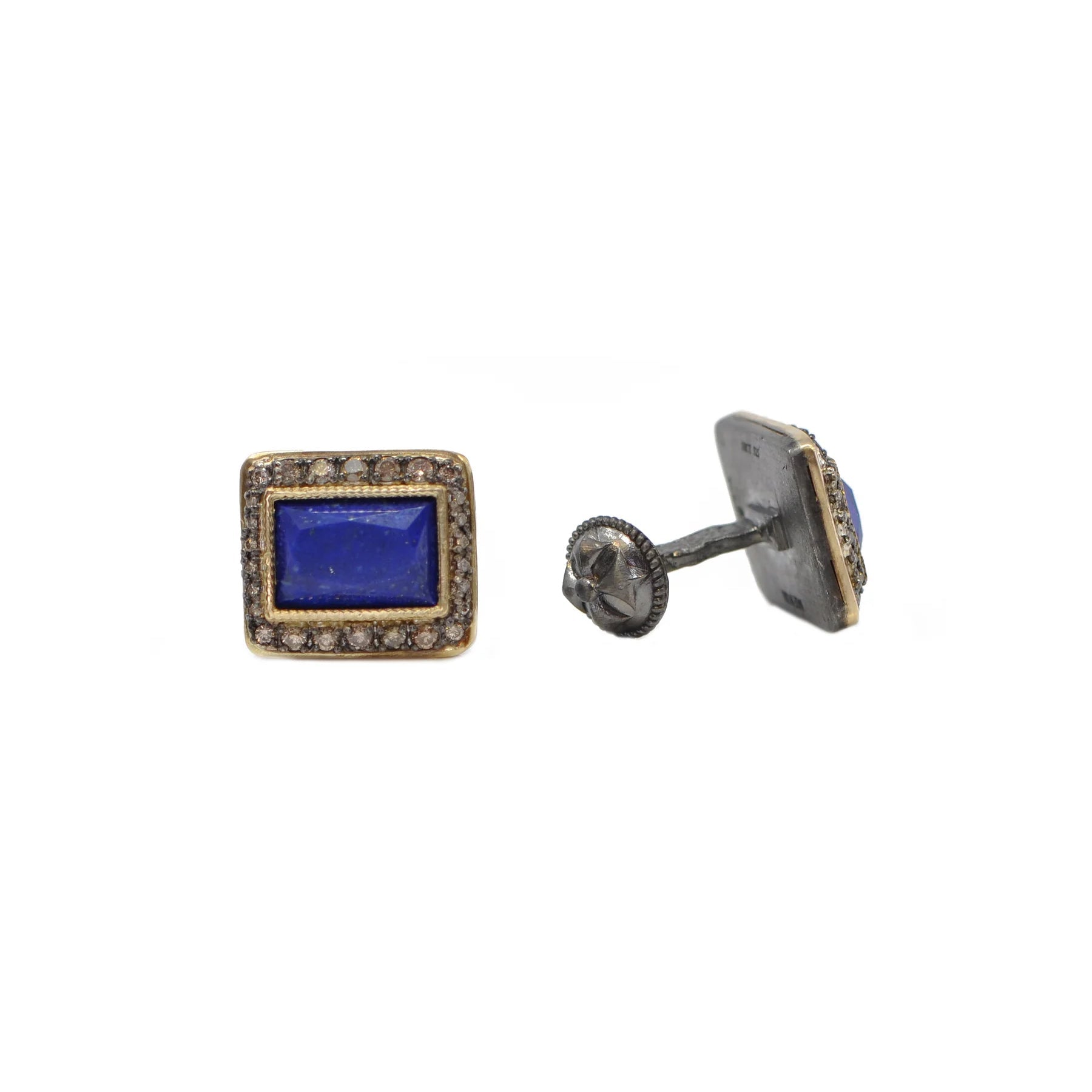 Luxury Lapis Lazuli with Diamond Cufflinks for Men - Elegant Blue Stone Gold Plated Dress Shirt Accessories - Perfect for Weddings, Business Meetings & Formal Events