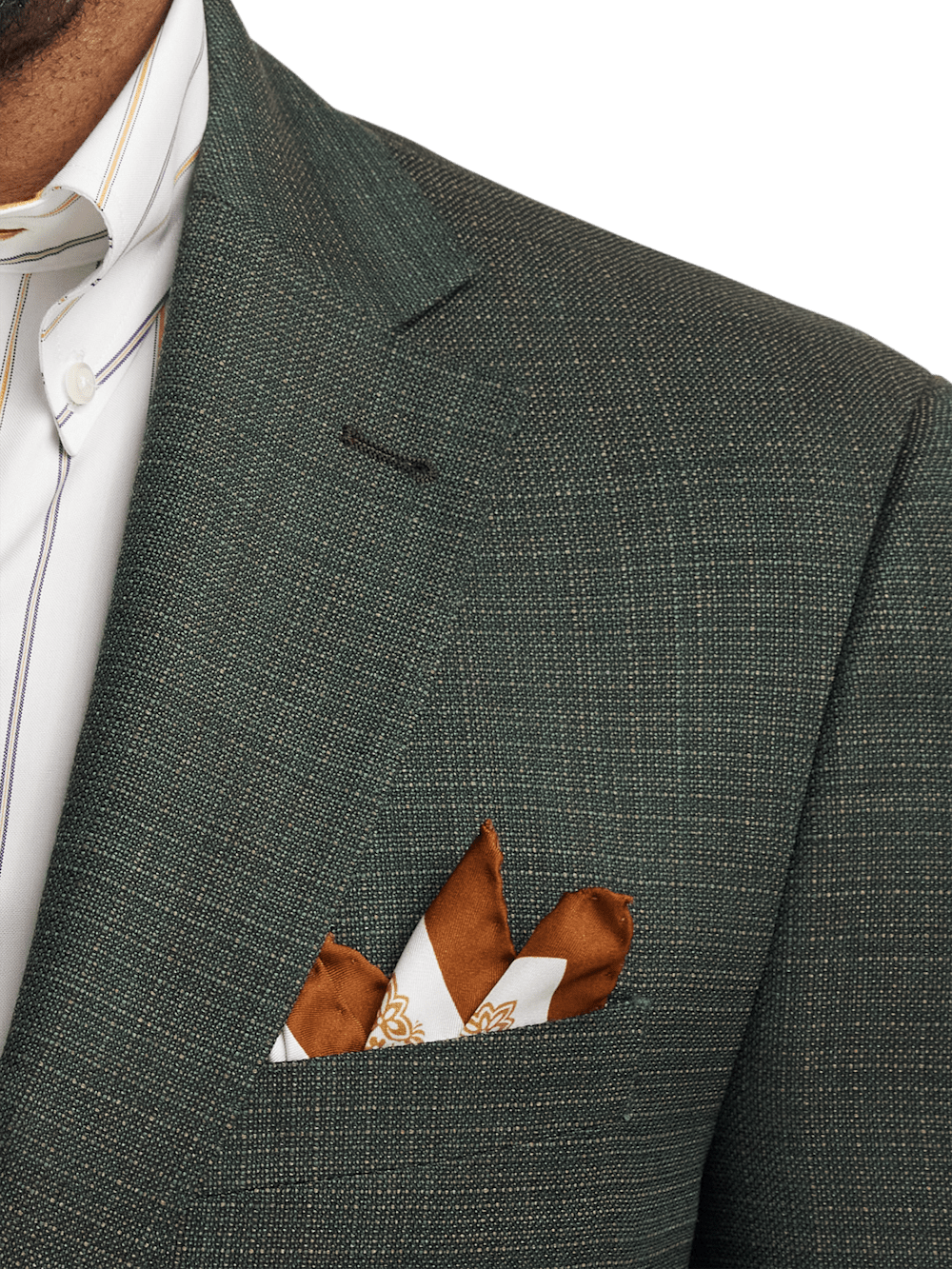 Premium Wool Single Breasted Notch Lapel Blazer for Men - Green/Tan | Business Casual & Formal Wear | Office, Wedding & Special Occasions